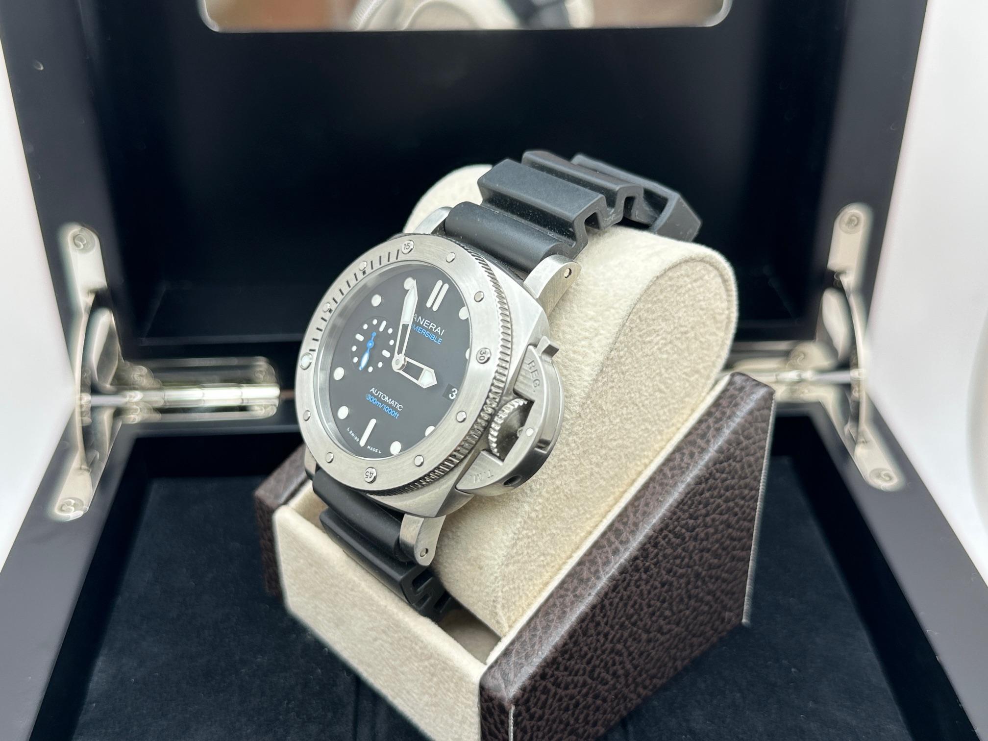 Panerai Luminor Submersible PAM00973 PAM 973 42mm Quadrante Nero Scatola Documenti in vendita 7