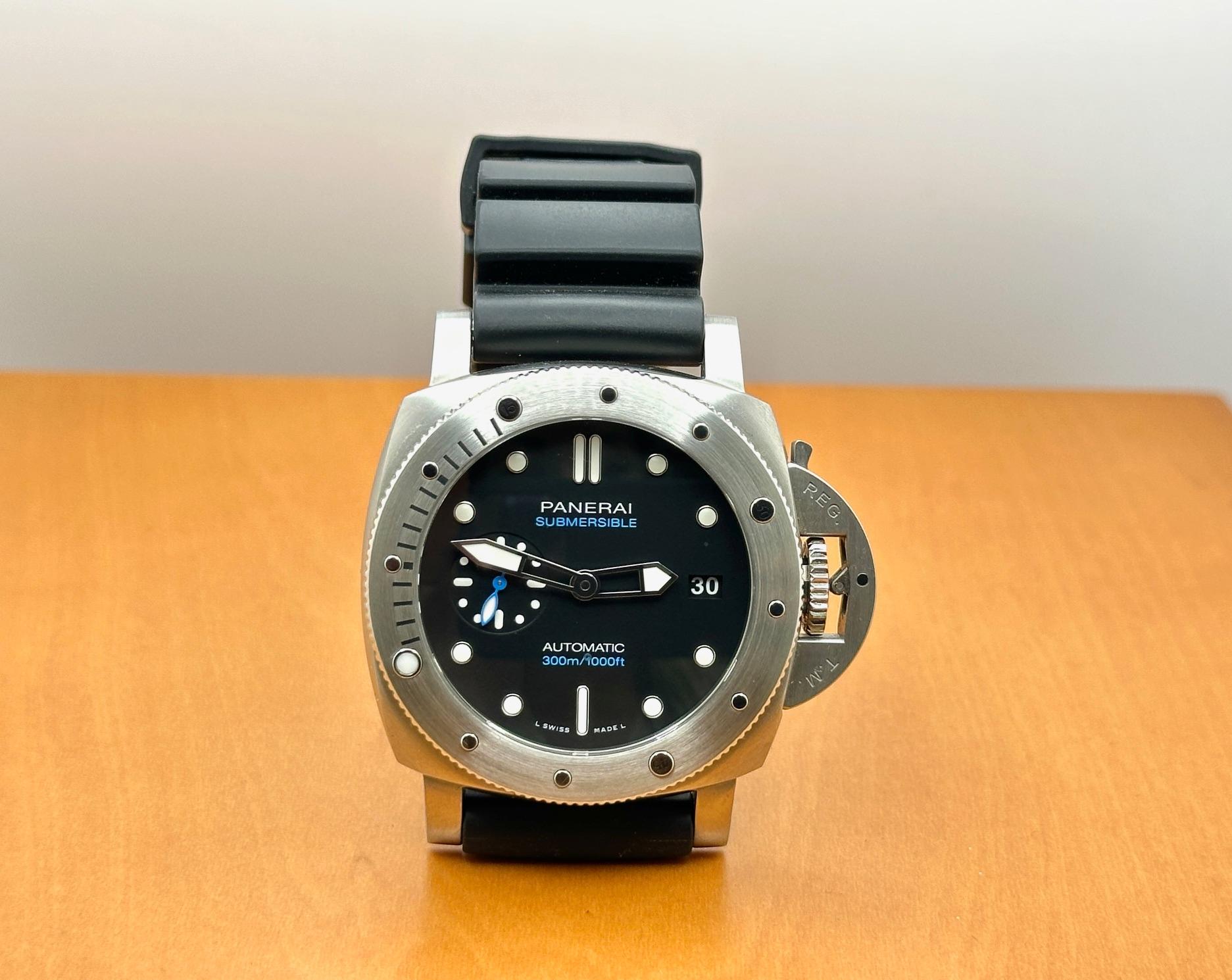 Panerai Luminor Submersible PAM00973 PAM 973 42mm Quadrante Nero Scatola Documenti in vendita 5