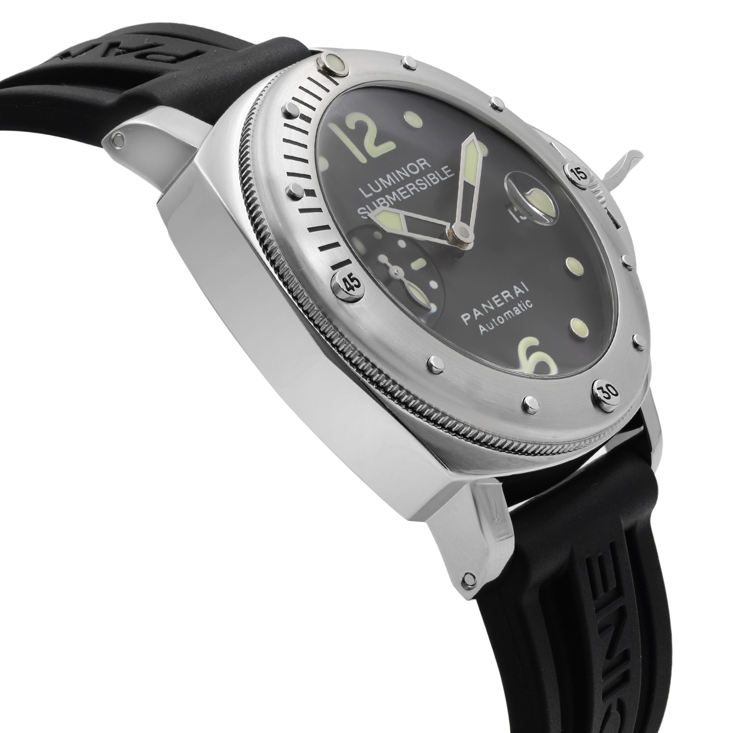 Panerai Luminor Submersible Stainless Steel Rubber Automatic Mens Watch PAM00024 In Excellent Condition In New York, NY