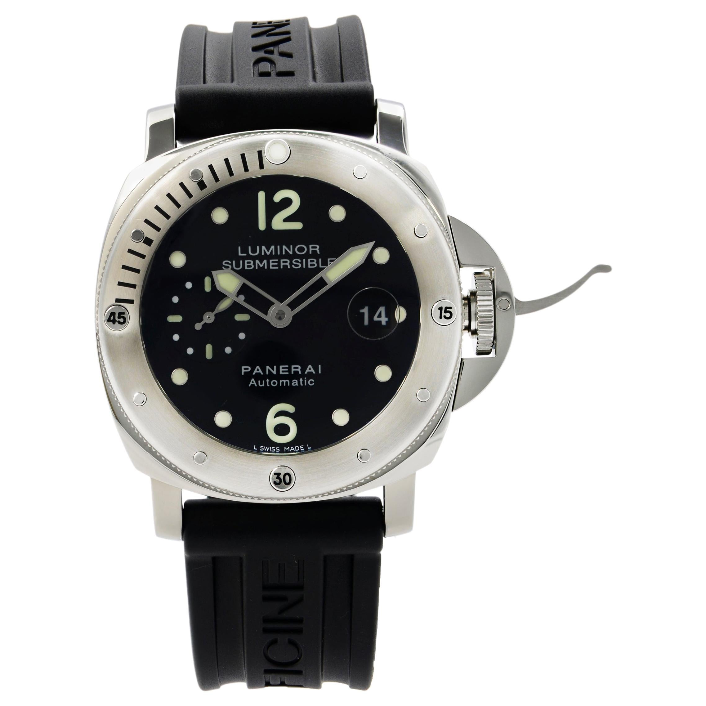 Panerai Luminor Submersible Stainless Steel Rubber Automatic Mens Watch PAM00024