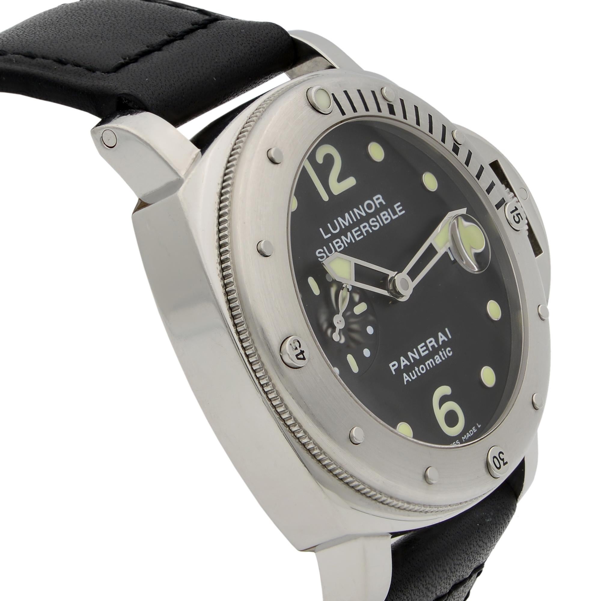 Panerai Luminor Submersible Steel Black Dial Automatic Men's Watch PAM00024 1