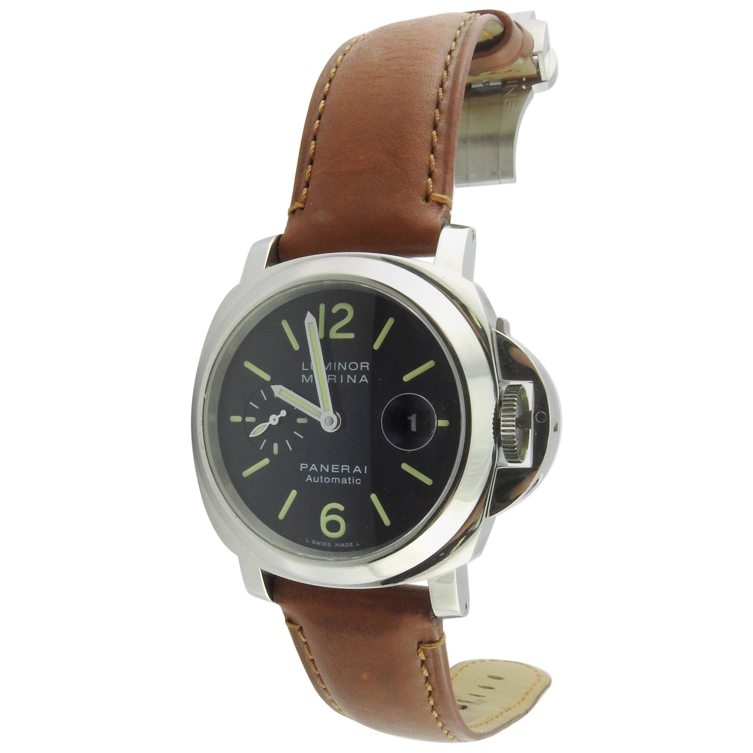 Panerai Men's Automatic Watch OP 6693 PAM 104 Black Dial Luminor Marina