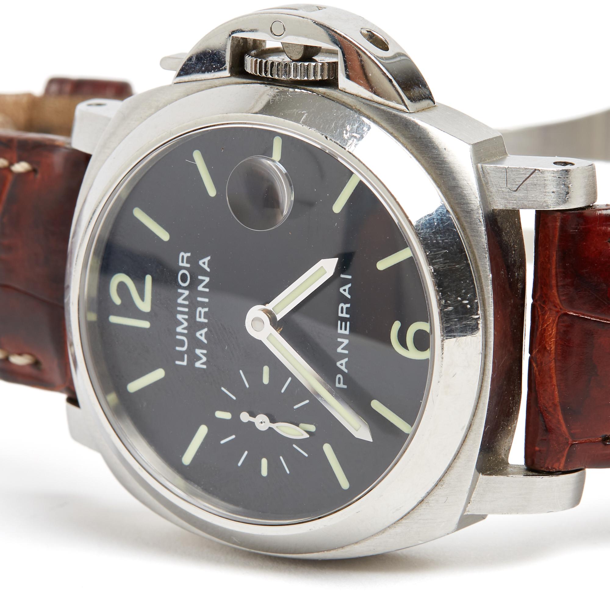 Panerai Montre Luminor Marina 1048 Waterproof Automatic Steel Leather Watch Bon état - En vente à PARIS, FR