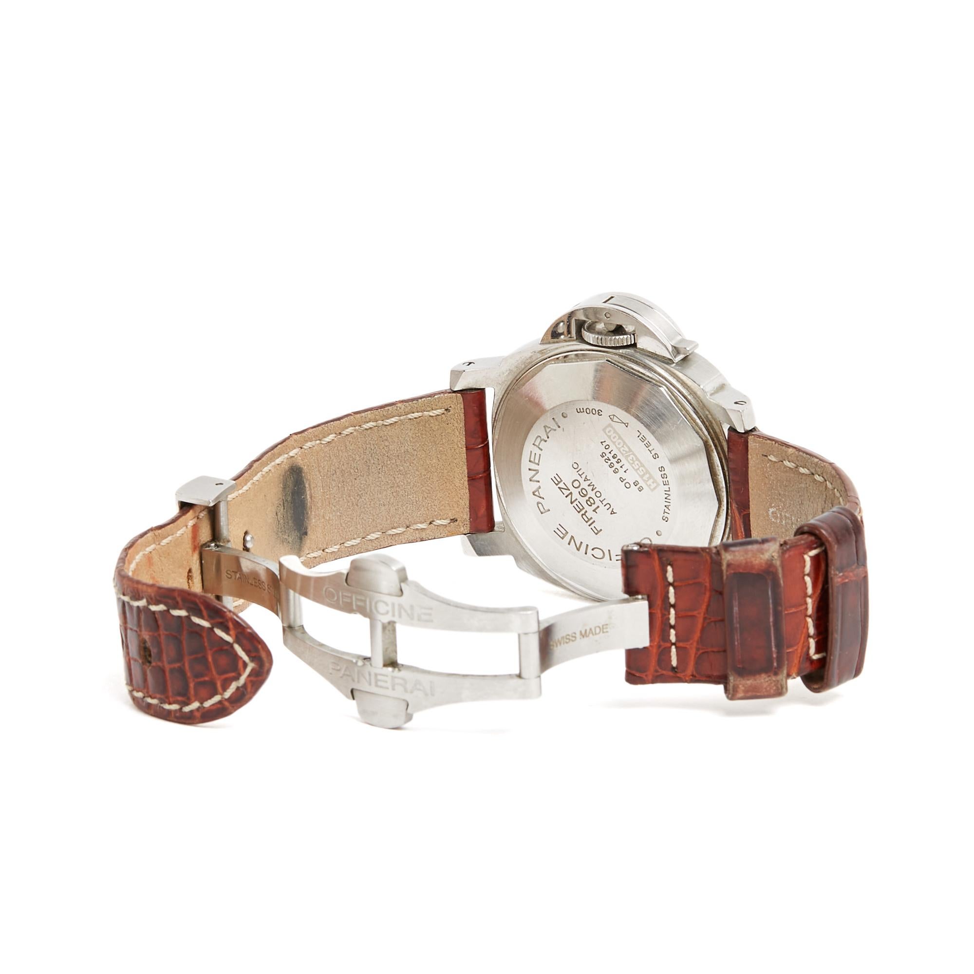 Panerai Montre Luminor Marina 1048 Waterproof Automatic Steel Leather Watch Unisexe en vente