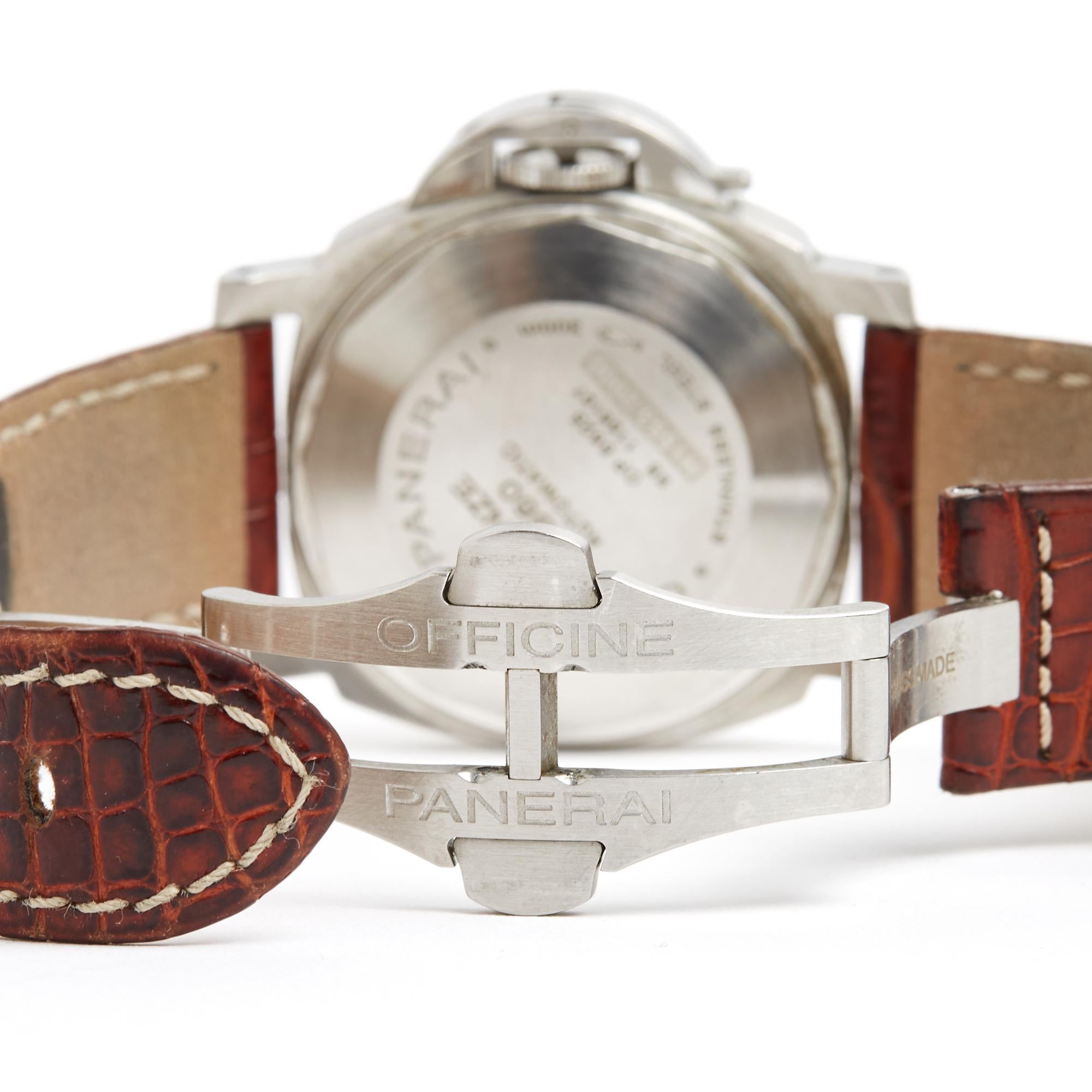 Panerai Montre Luminor Marina 1048 Waterproof Automatic Steel Leather Watch en vente 1