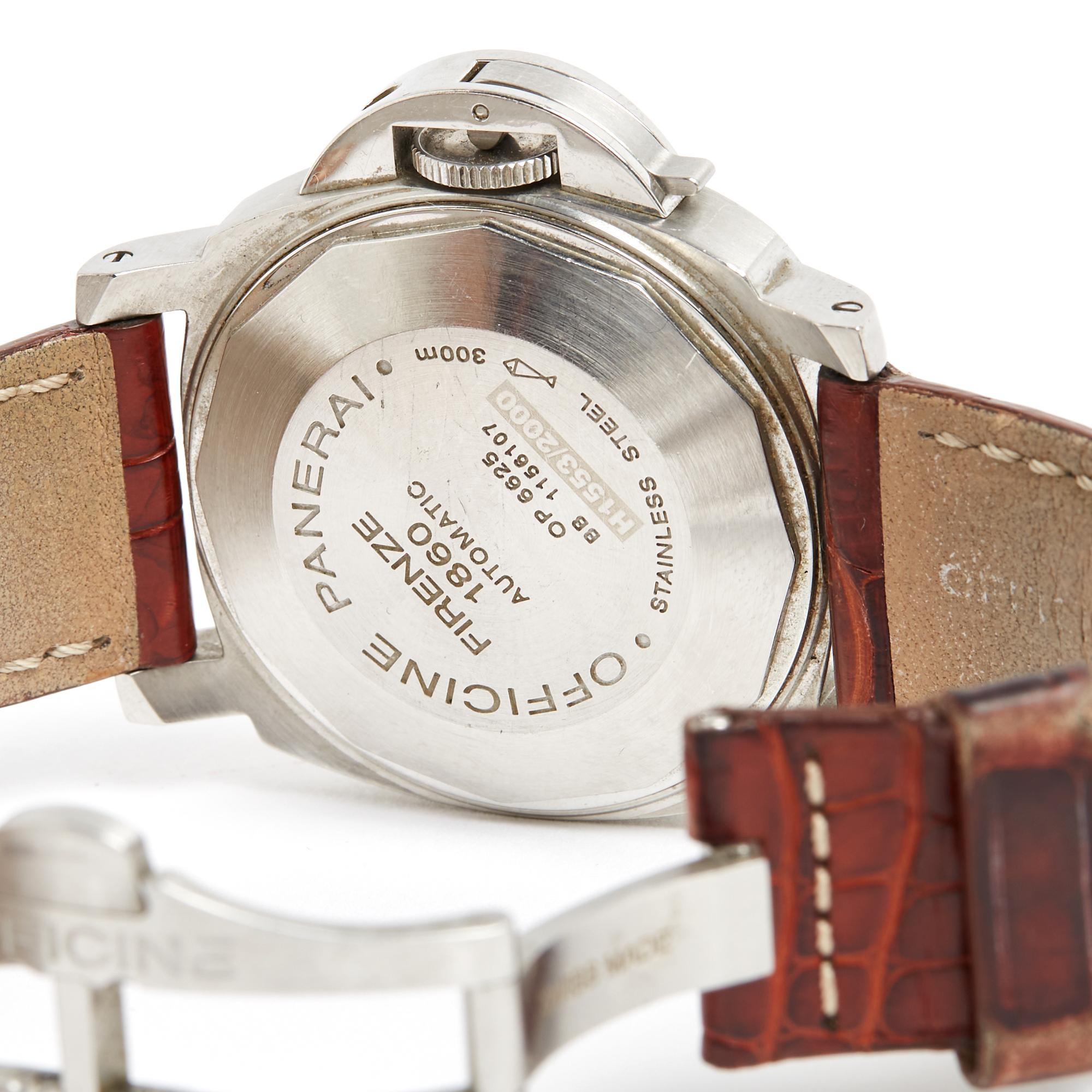 Panerai Montre Luminor Marina 1048 Waterproof Automatic Steel Leather Watch en vente 2
