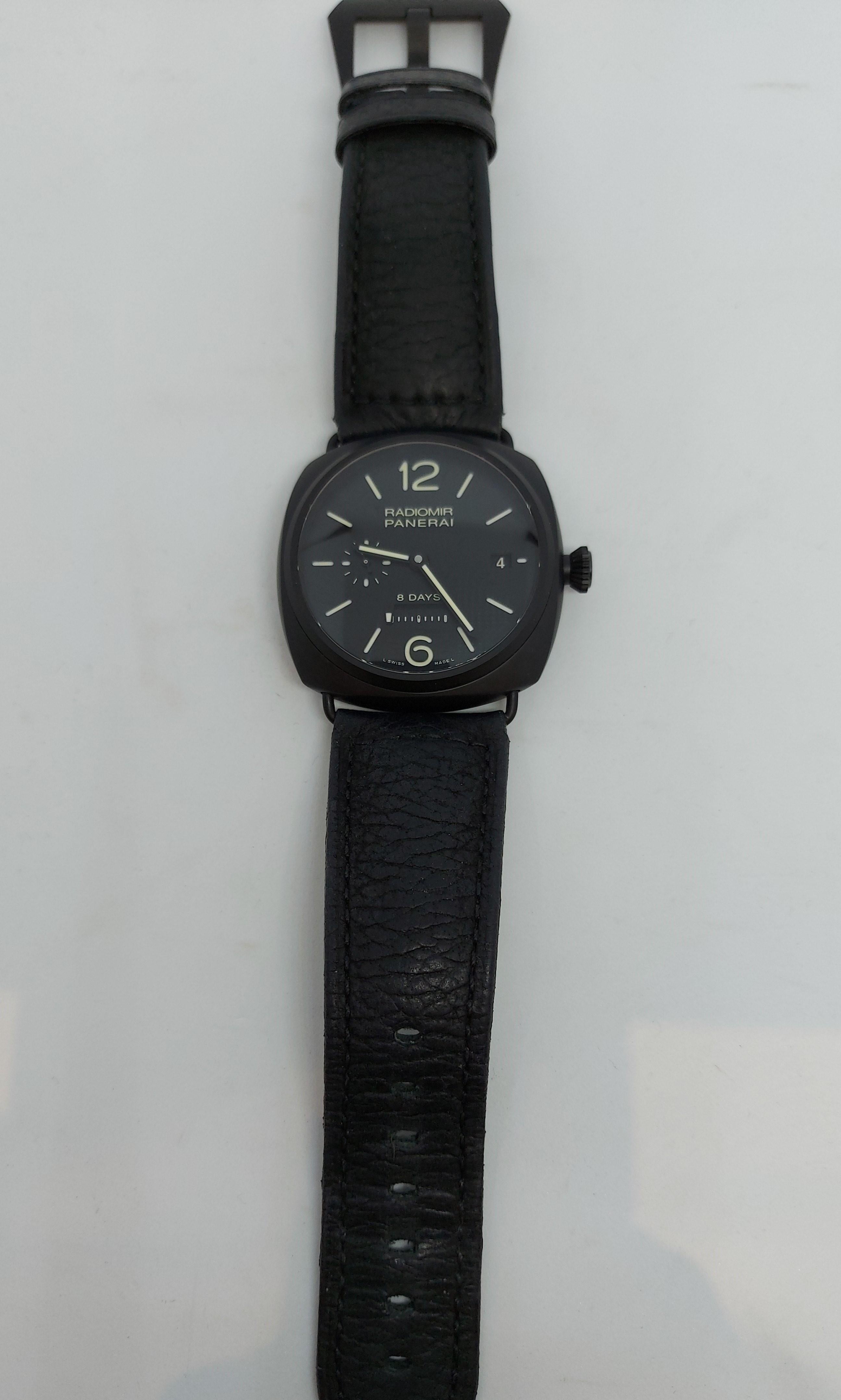 Modern Panerai Pam 384, Radiomir Ceramic Eight Days Power Reserve, 3 Rewinding Barrels For Sale