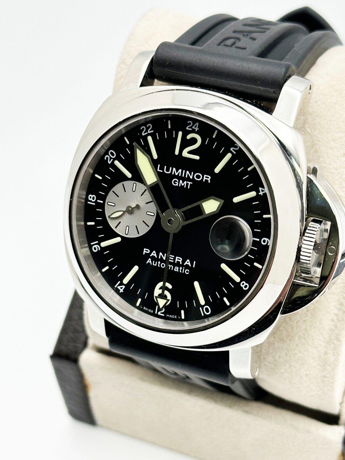 Panerai PAM00088 Pam 88 Luminor Schwarzes Zifferblatt Stahl 44mm Gummiriemenschachtel 2008 für Damen oder Herren