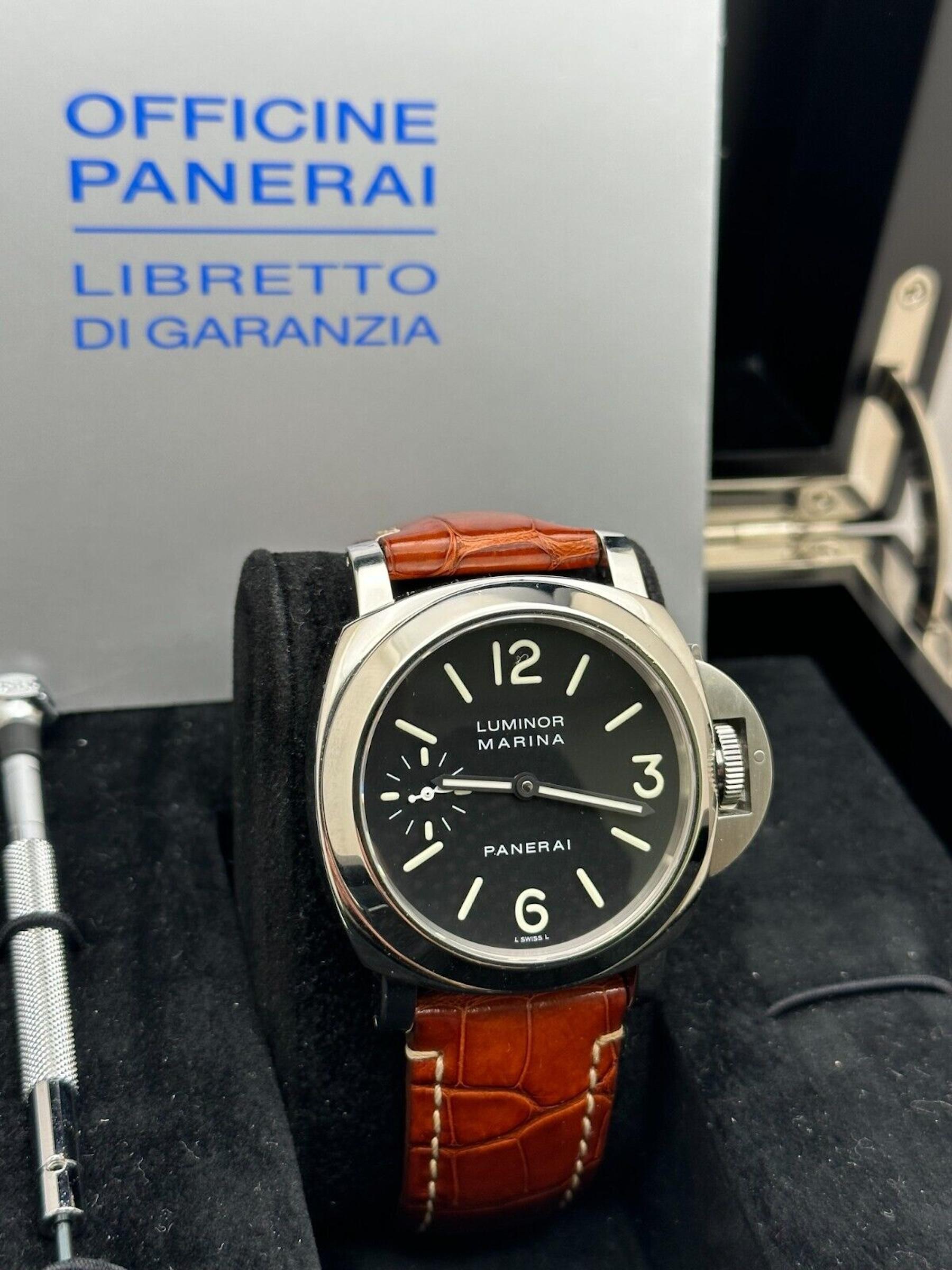 Panerai PAM00111 PAM 111 Luminor Marina 44mm Stainless Steel Box Booklet In Excellent Condition For Sale In San Diego, CA