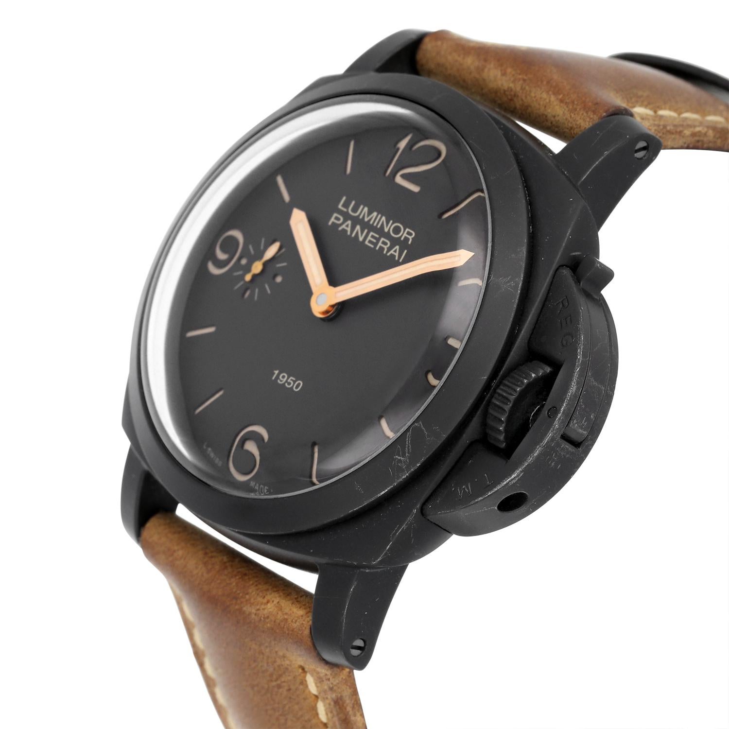 Modern Panerai PAM00375 Luminor 1950 3DAYS Limited to 2000 Brown/Black For Sale