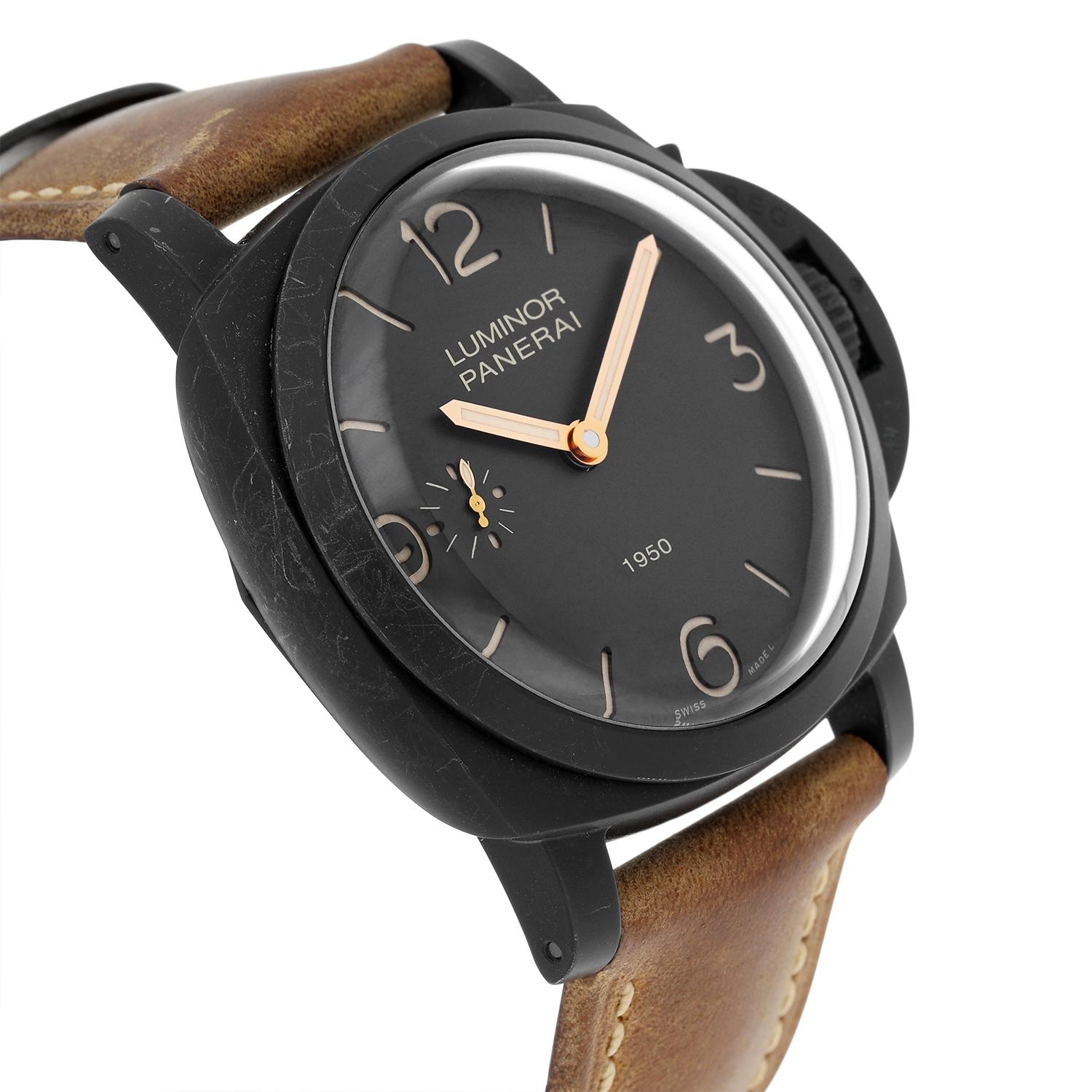 Panerai PAM00375 Luminor 1950 3DAYS Limited to 2000 Brown/Black In Excellent Condition For Sale In New York, NY