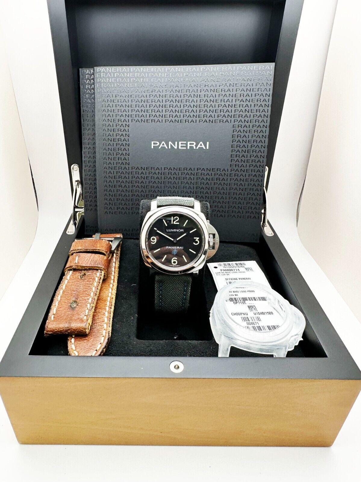 Panerai PAM00774 PAM 774 Luminor Sockel Logo Edelstahl Box Papier 1
