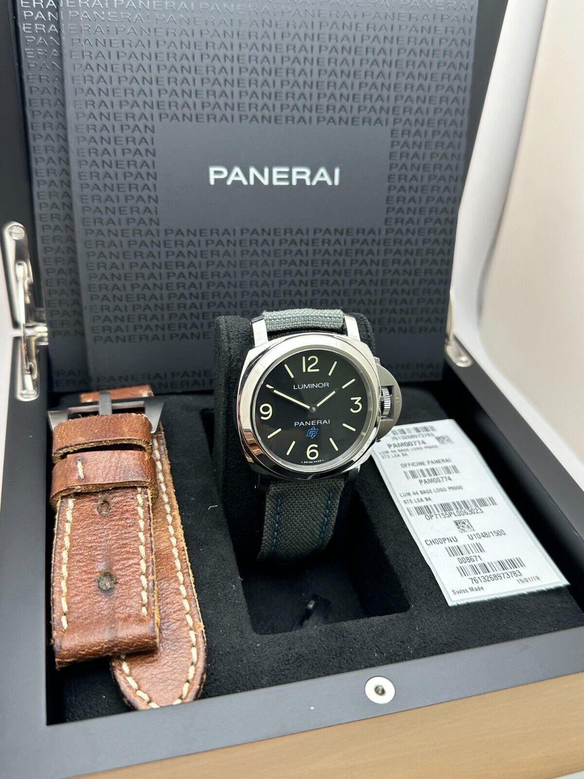 Panerai PAM00774 PAM 774 Luminor Base Logo Stainless Steel Box Paper In Excellent Condition For Sale In San Diego, CA