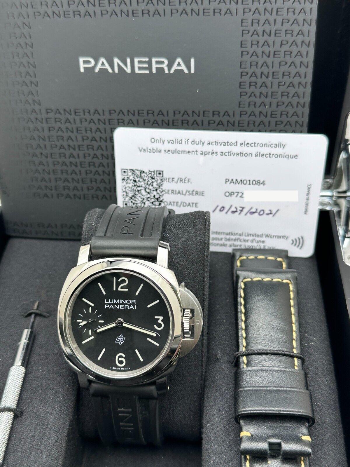 Style Number: PAM01084 PAM1084 

Year: 2021

Model: Luminor Logo

Case Material: Stainless Steel 

Band: Black Rubber Strap 

Bezel:  Stainless Steel 

Dial: Black 

Face: Sapphire Crystal  

Case Size: 44mm 

Includes: 

-Panerai Box &