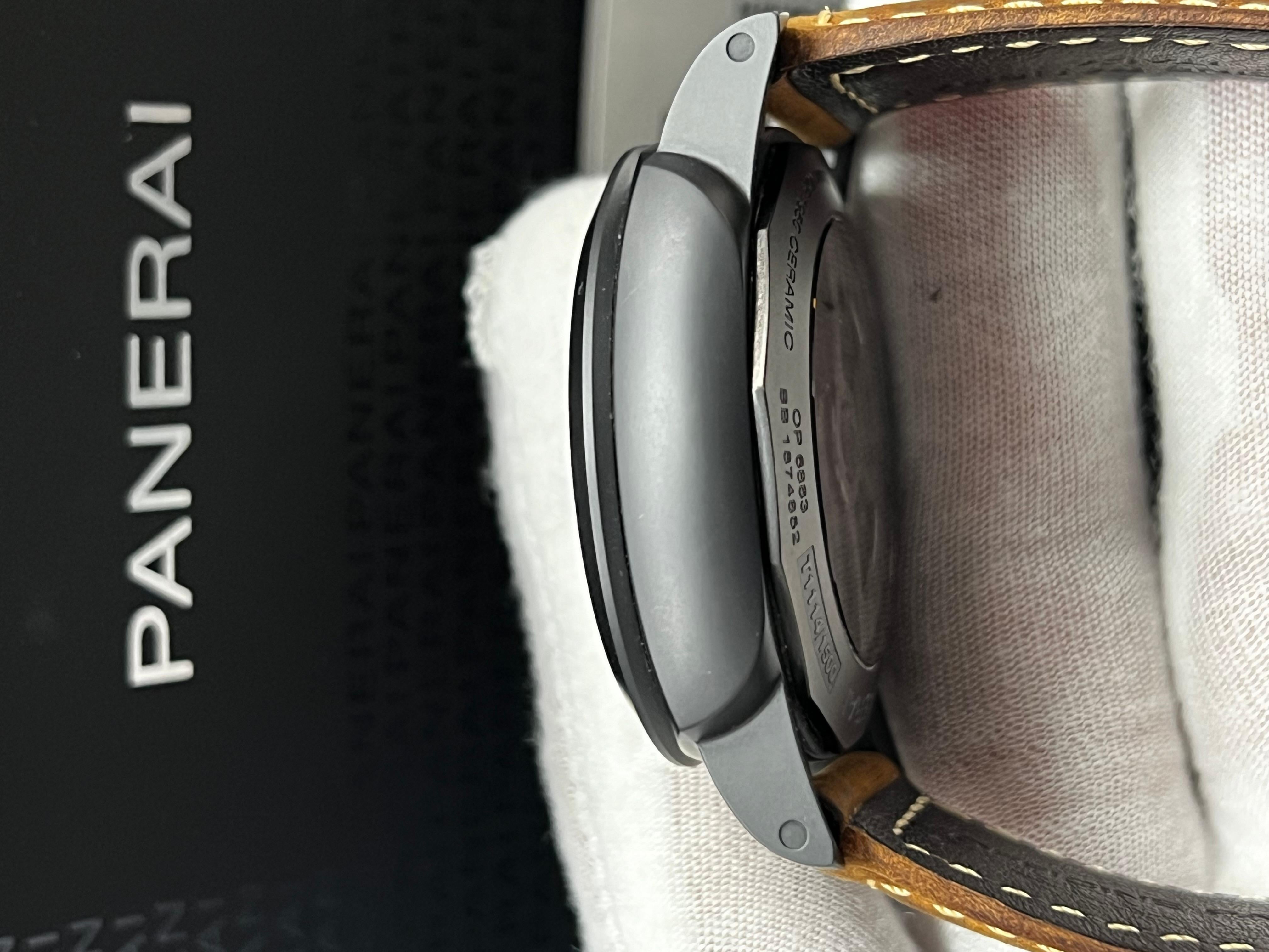 Panerai PAM441 PAM00441 Luminor 1950 3 Days GMT Ceramica Black Box Booklet In Excellent Condition In San Diego, CA