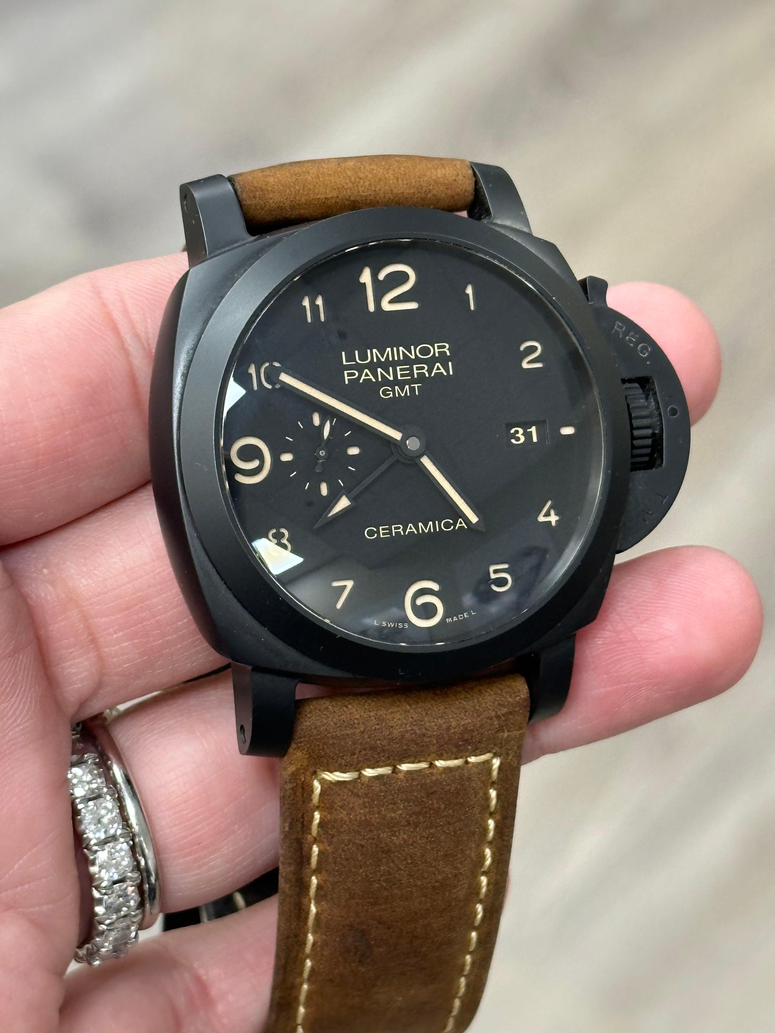 Men's Panerai PAM441 PAM00441 Luminor 1950 3 Days GMT Ceramica Black Box Booklet
