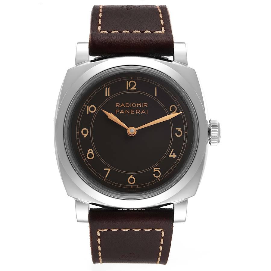 Panerai Radiomir 1940 3 Days Art Deco Steel Mens Watch PAM00790 Box Papers. Manual-winding movement. Two part cushion shaped stainless steel case 47.0 mm in diameter. Exhibition  transparent sapphire crystal caseback. Stainless steel sloped bezel.