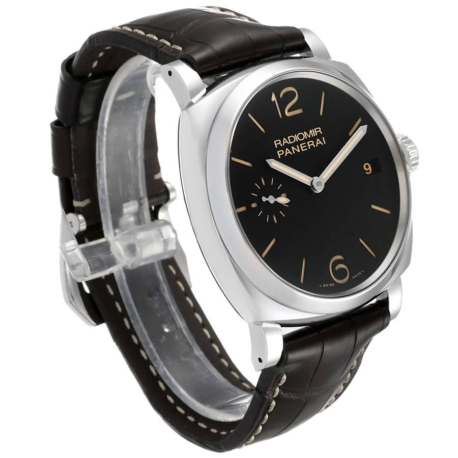Panerai Radiomir 1940 Black Dial 3 Days Steel Watch PAM00514 Box Papers In Excellent Condition For Sale In Atlanta, GA