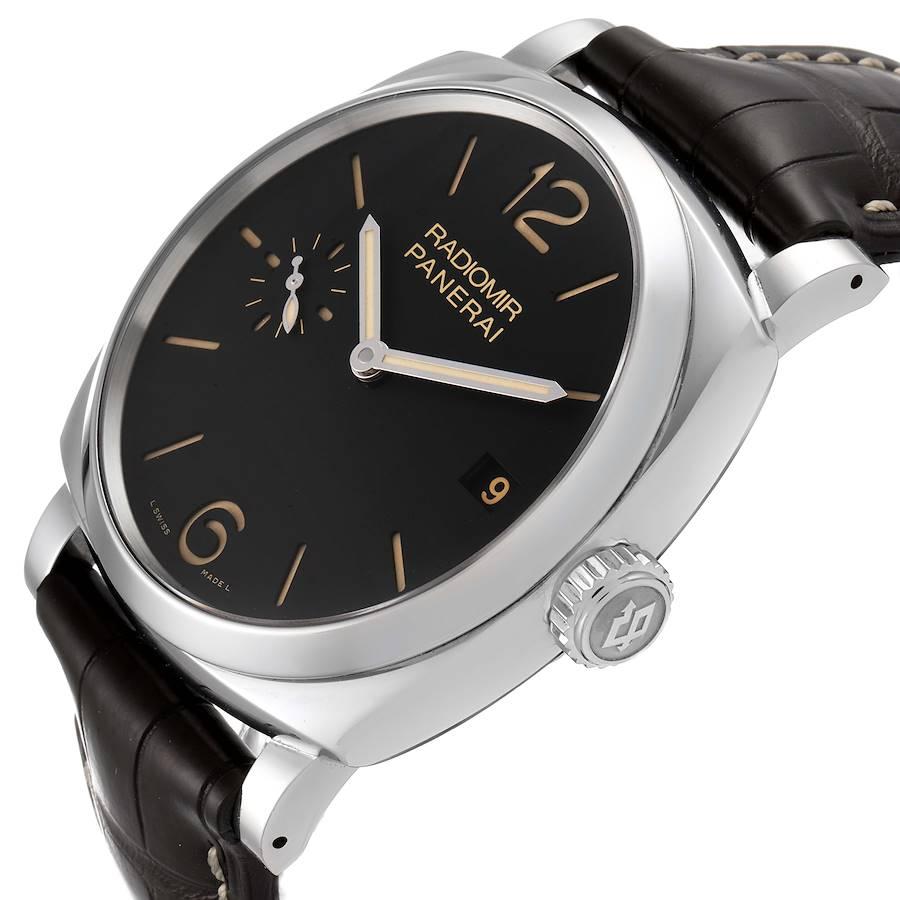 Panerai Radiomir 1940 Black Dial 3 Days Steel Watch PAM00514 Box Papers For Sale 1