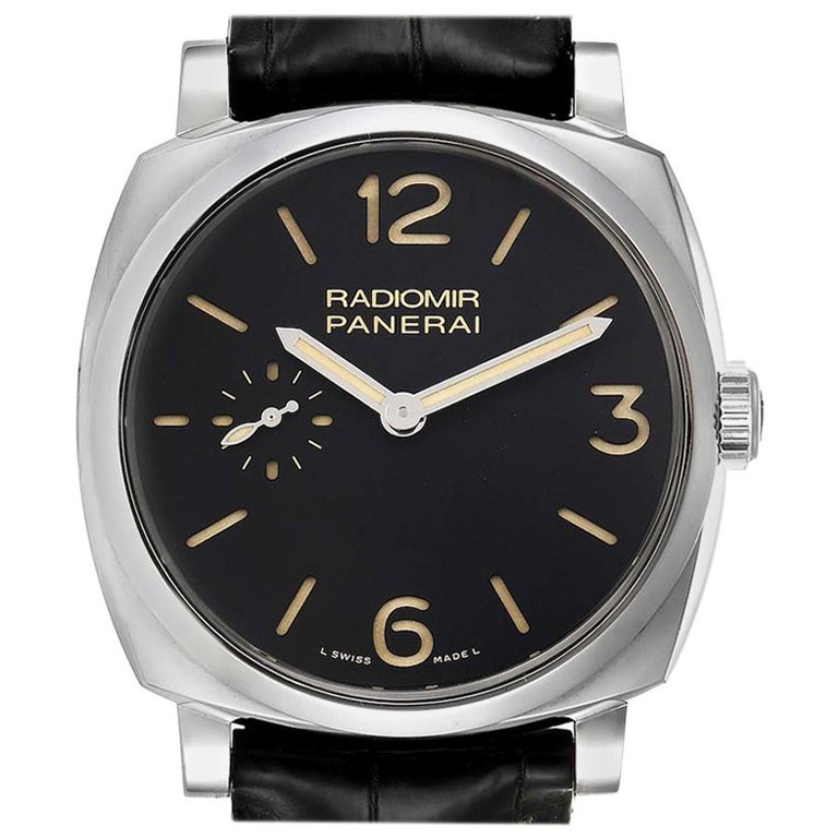 panerai men's radiomir 1940 3 day black dial strap watch