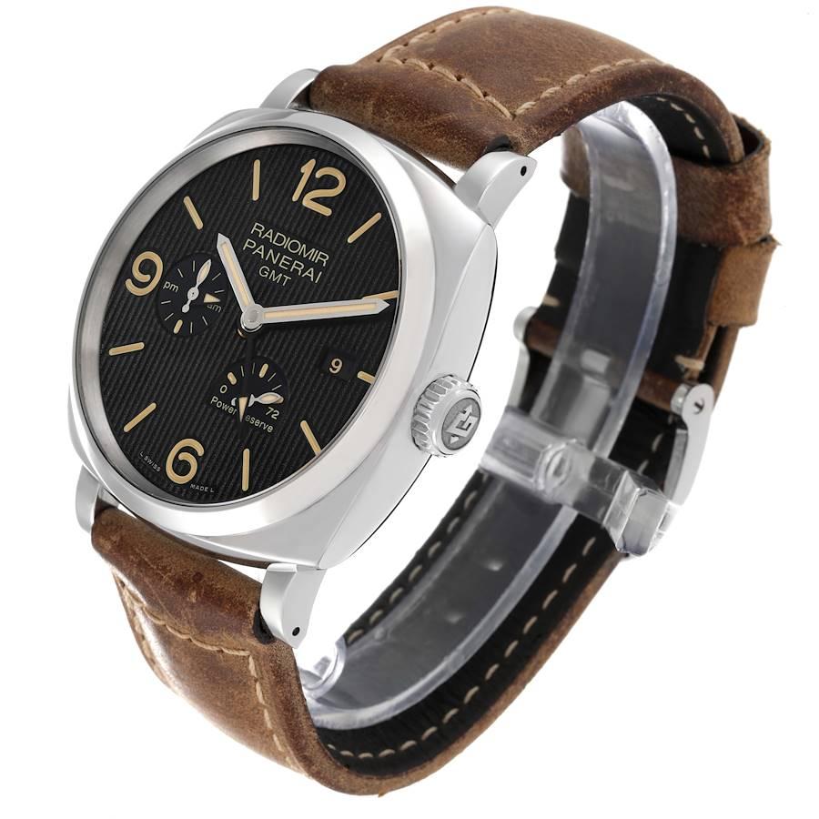 Panerai Radiomir 1940 GMT Power Reserve Steel Mens Watch PAM00658 Box Papers In Excellent Condition For Sale In Atlanta, GA