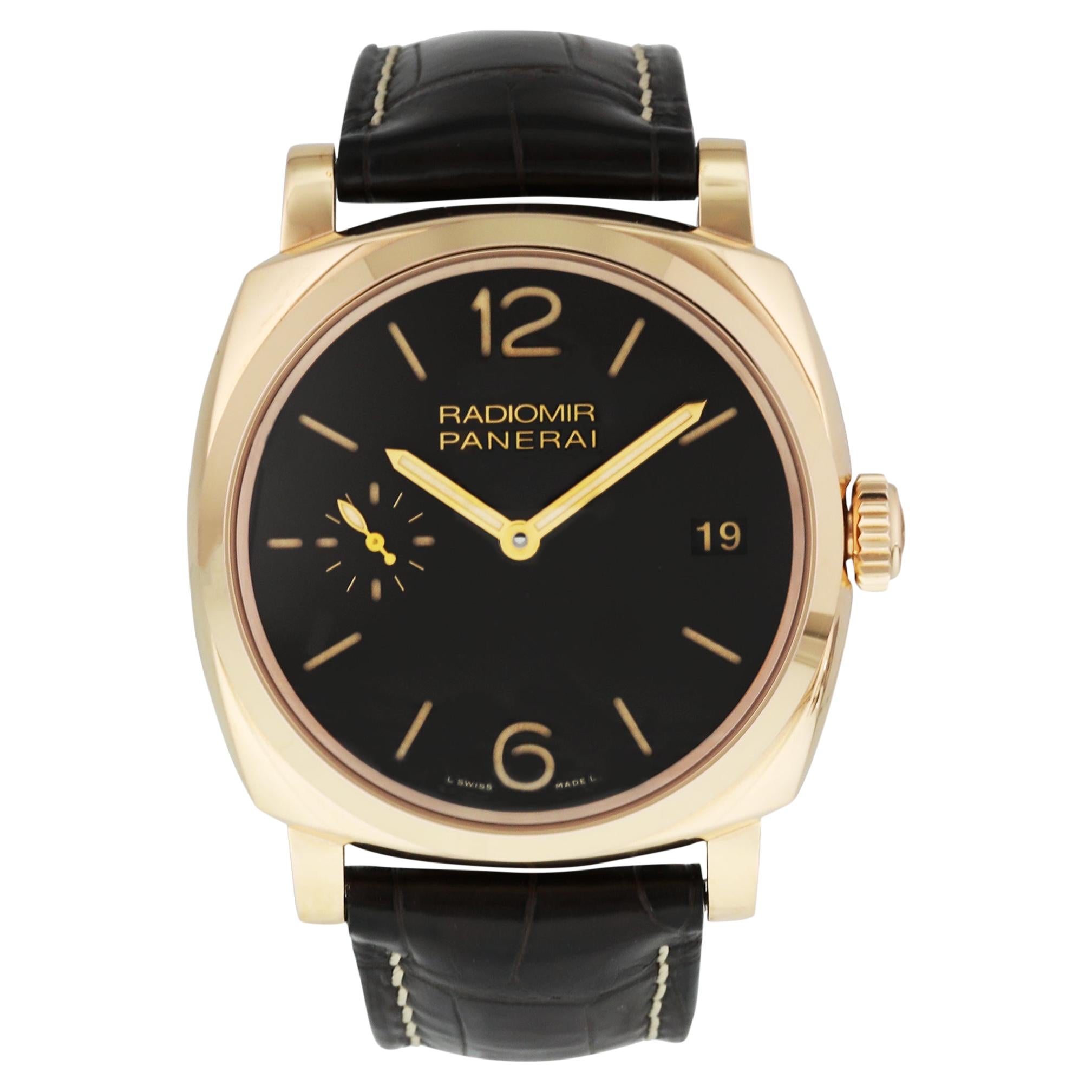 Panerai Radiomir 1940 PAM515 3 Days Oro Rosso Men's Watch Box and Papers For Sale