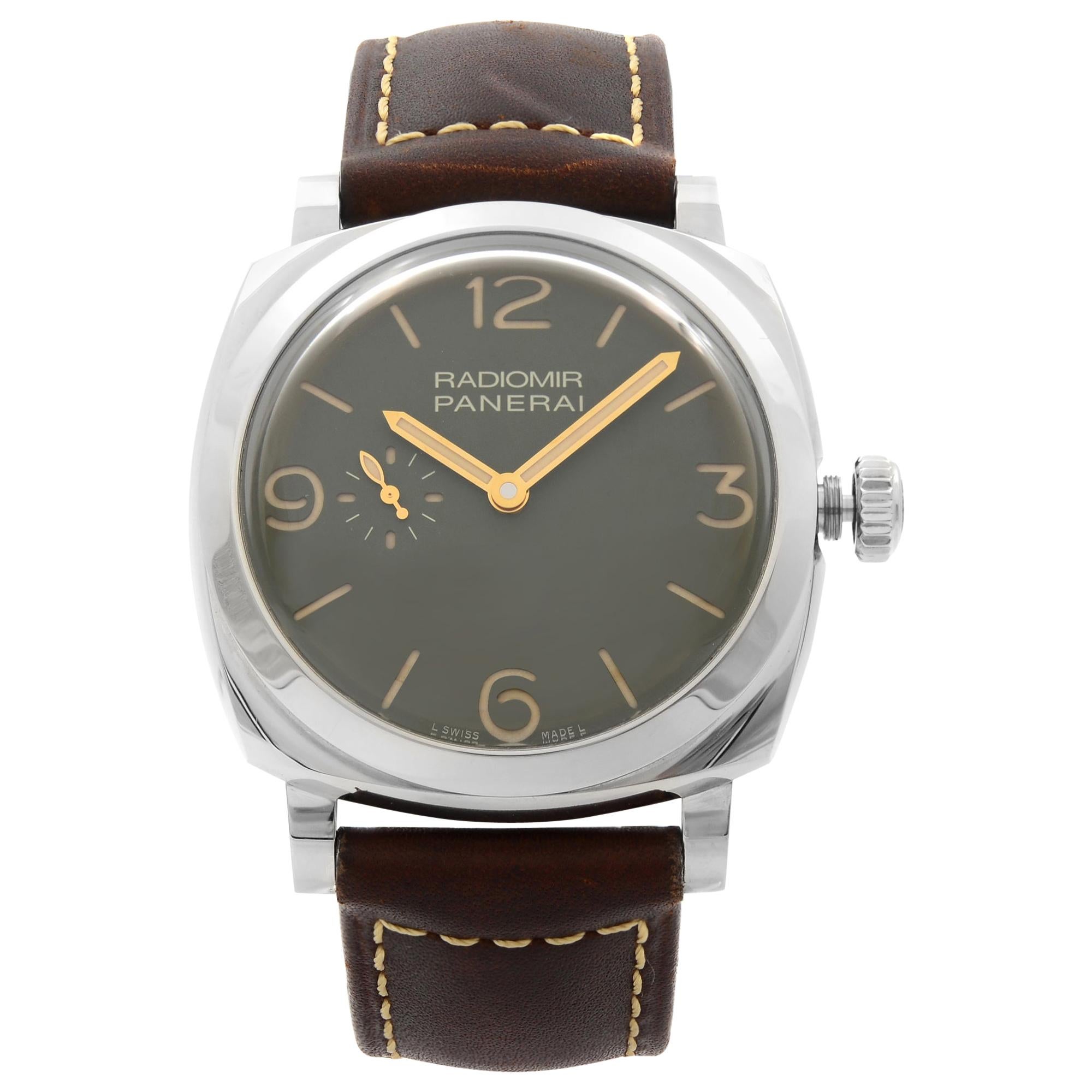 Panerai Radiomir 1940 Steel Leather Green Dial Automatic Men's Watch PAM00995