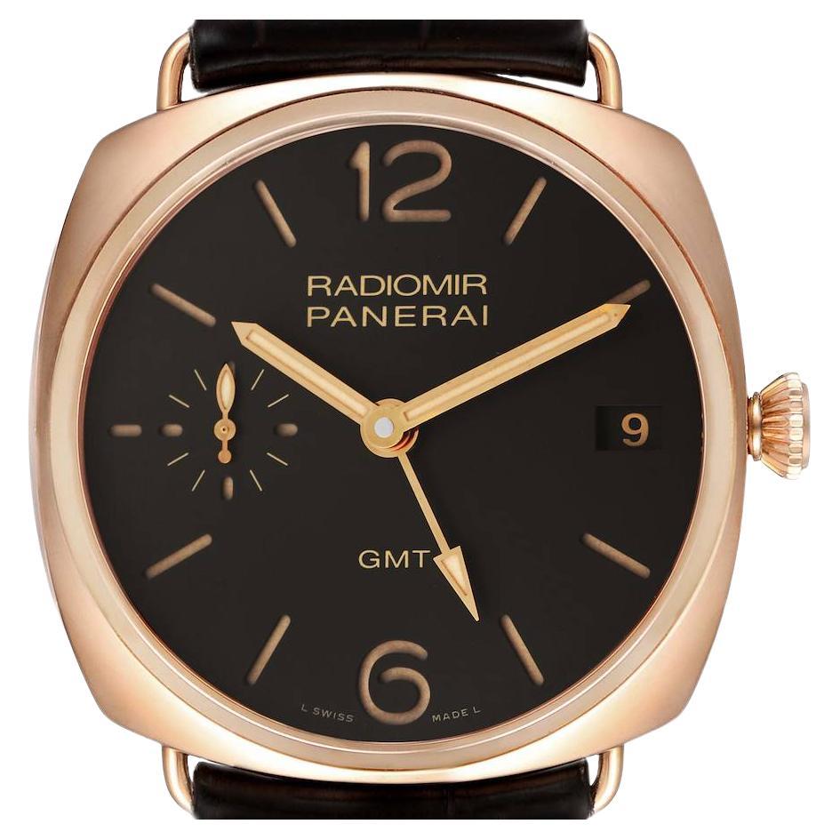 Panerai Radiomir 3 Days 1940 GMT 18k Rose Gold Mens Watch PAM00421