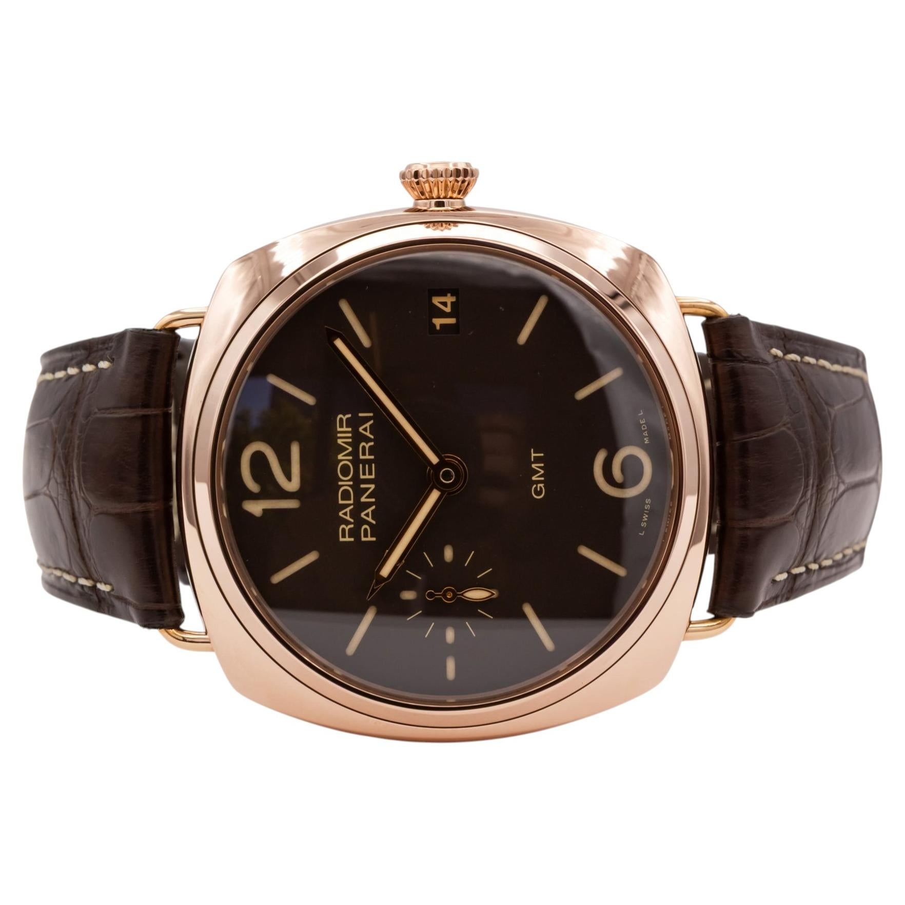 Reloj Panerai Radiomir 3 Days GMT PAM00421 de 47 mm en oro rosa de 18 quilates en venta