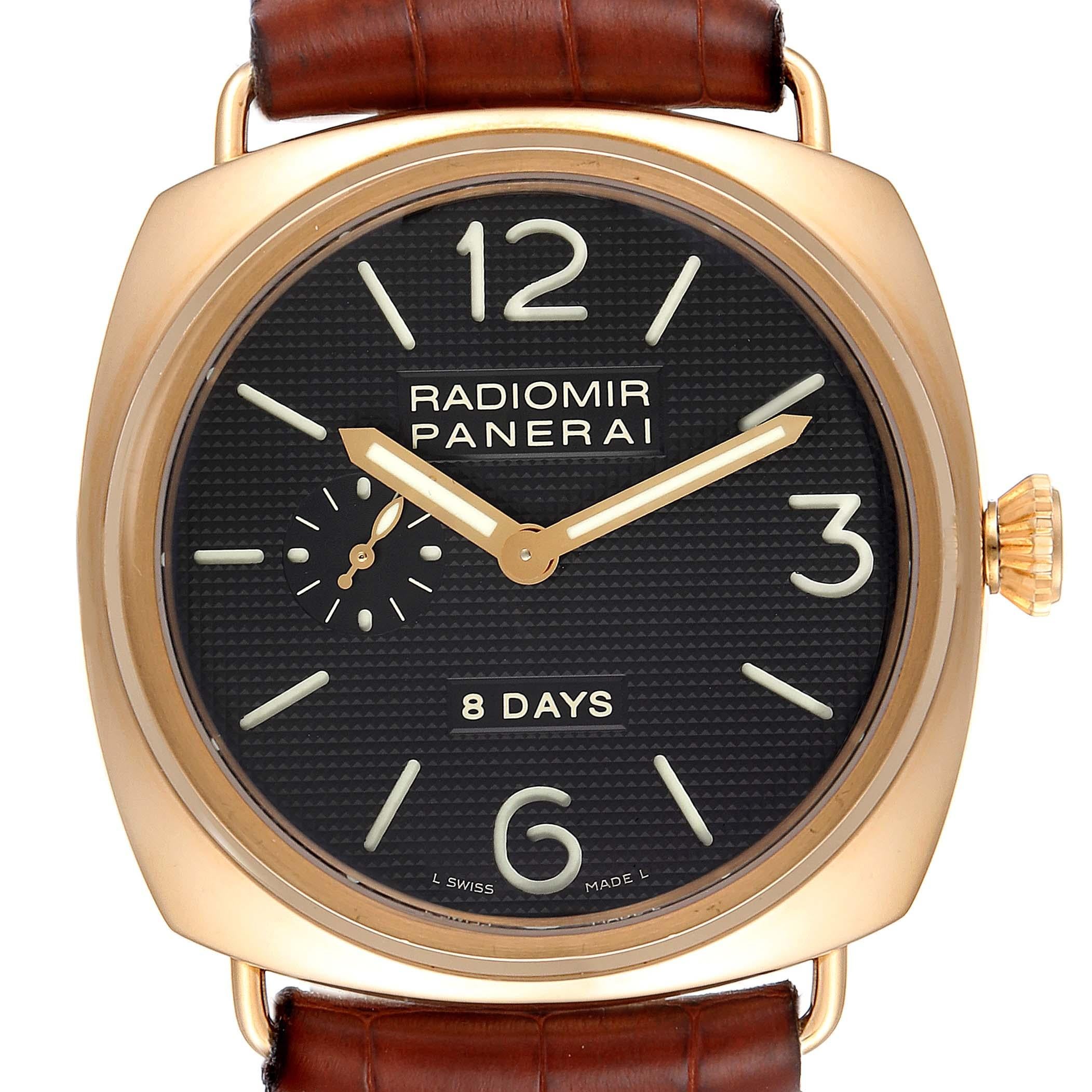 Panerai Radiomir 8 Days 18k Rose Gold Mens Watch PAM00197 For Sale
