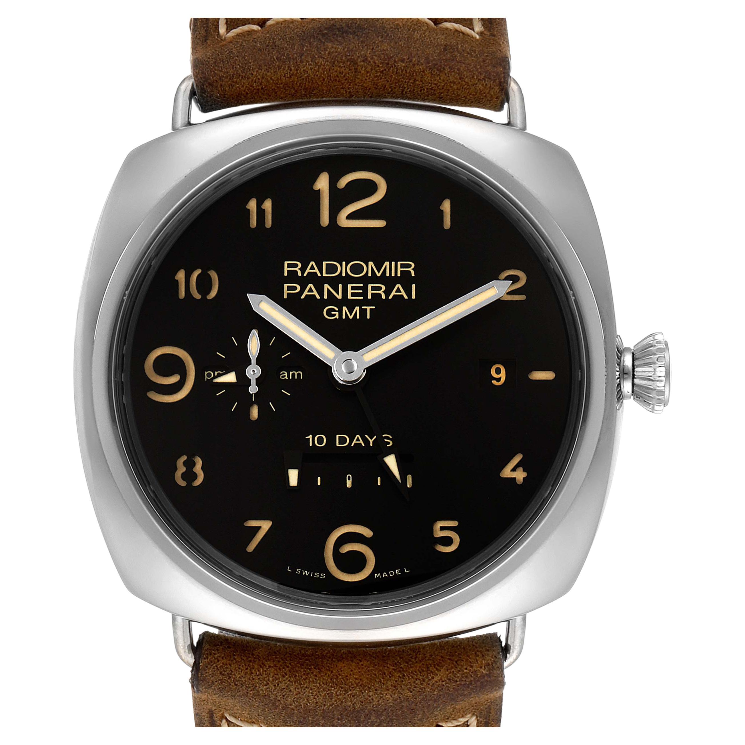 Panerai Radiomir Acciaio 10 Days GMT Steel Watch PAM00473 Box Papers For Sale