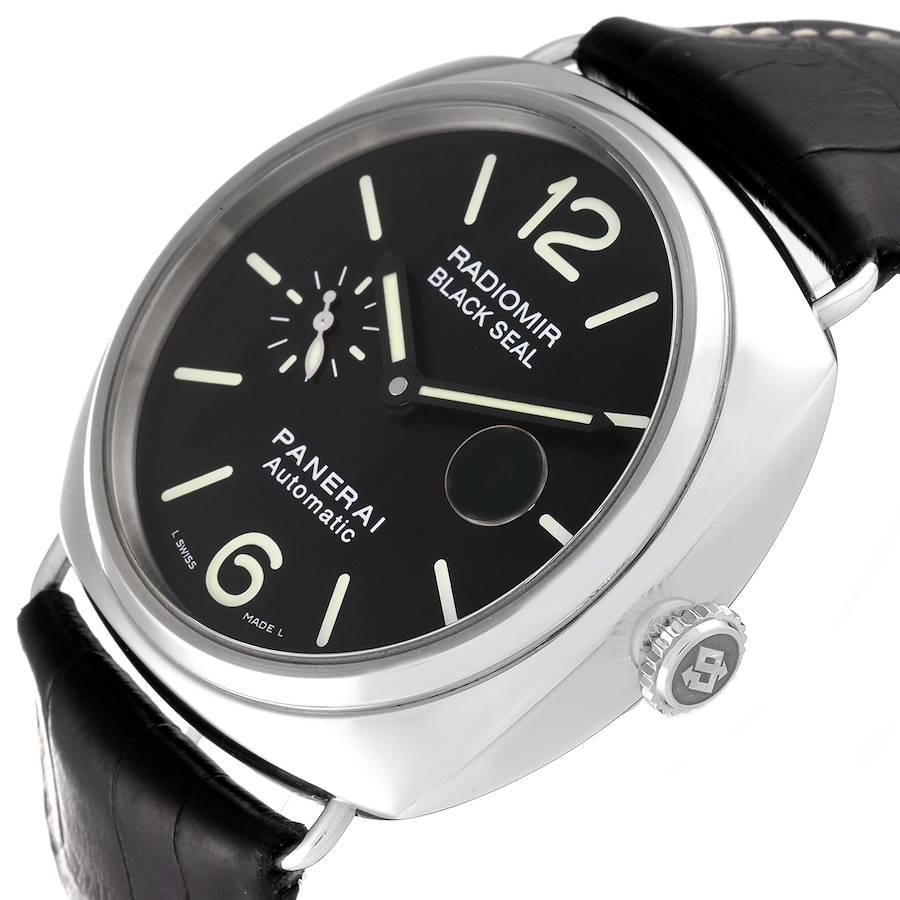 Panerai Radiomir Black Seal Automatic Steel Mens Watch PAM00287 Box Papers In Excellent Condition For Sale In Atlanta, GA