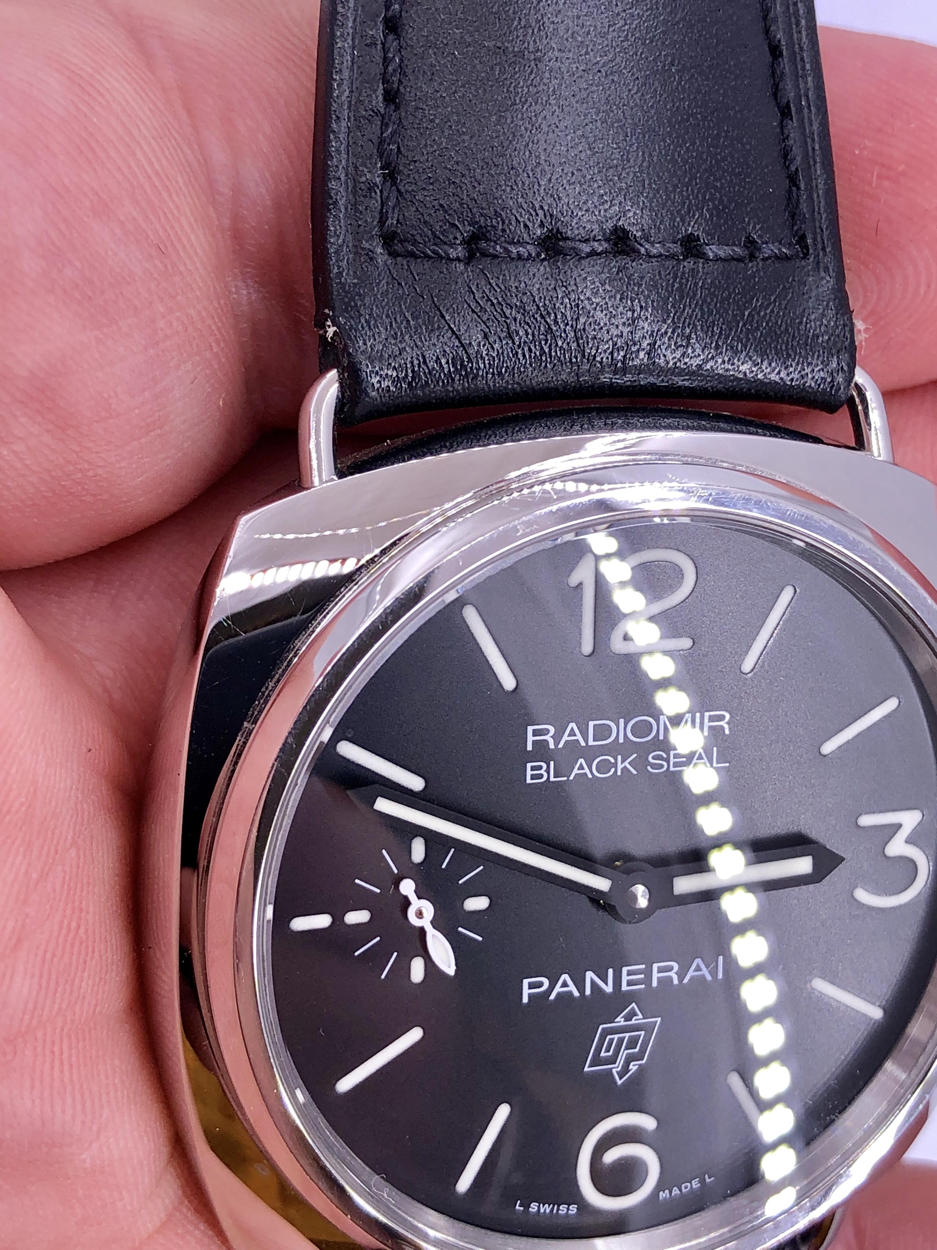 Panerai Radiomir Black Seal Logo Stainless Steel PAM380 For Sale 4