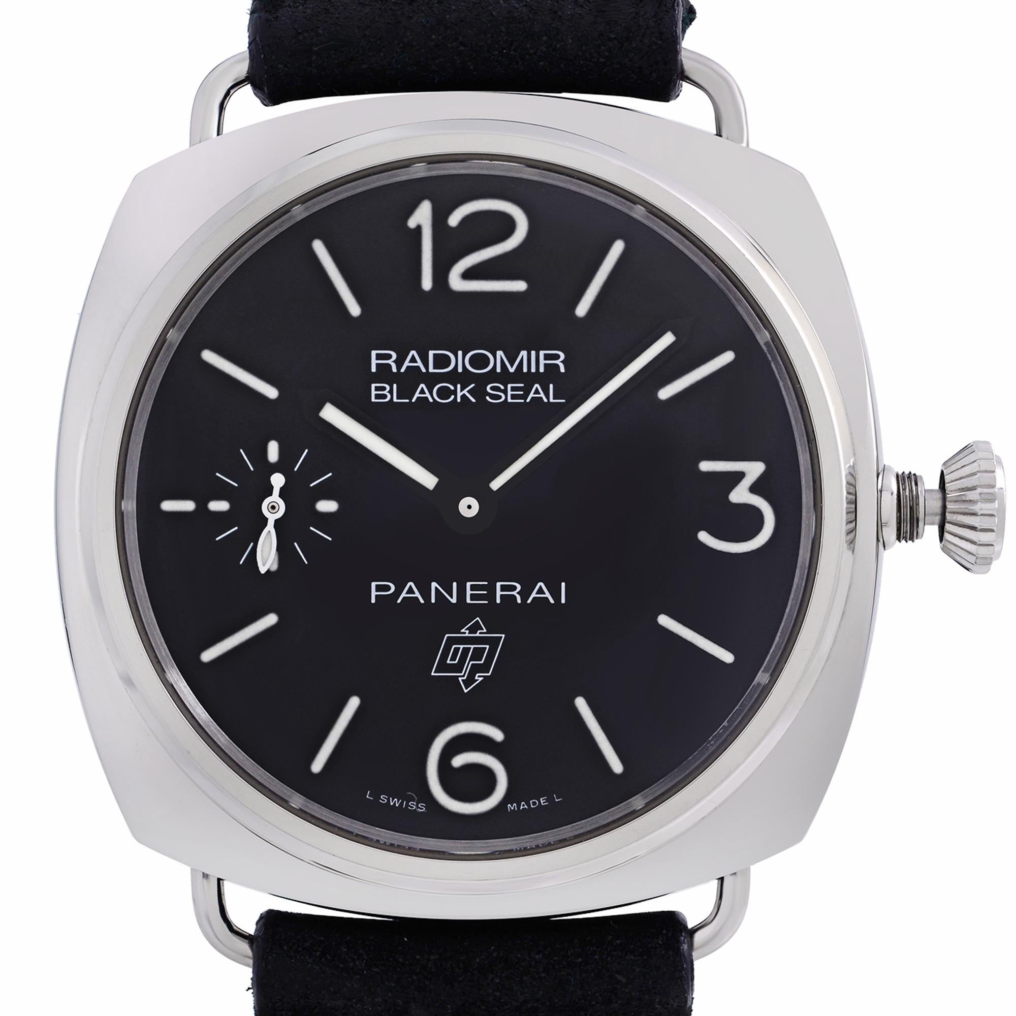 Pre-owned Good condition Panerai Radiomir Black Seal Steel Black Dial Hand Wind Men's Watch. Manufacturers' box and papers are included.

* Free Shipping within the USA
* Two-year warranty coverage
* 14-day return policy with a full refund. Buyers