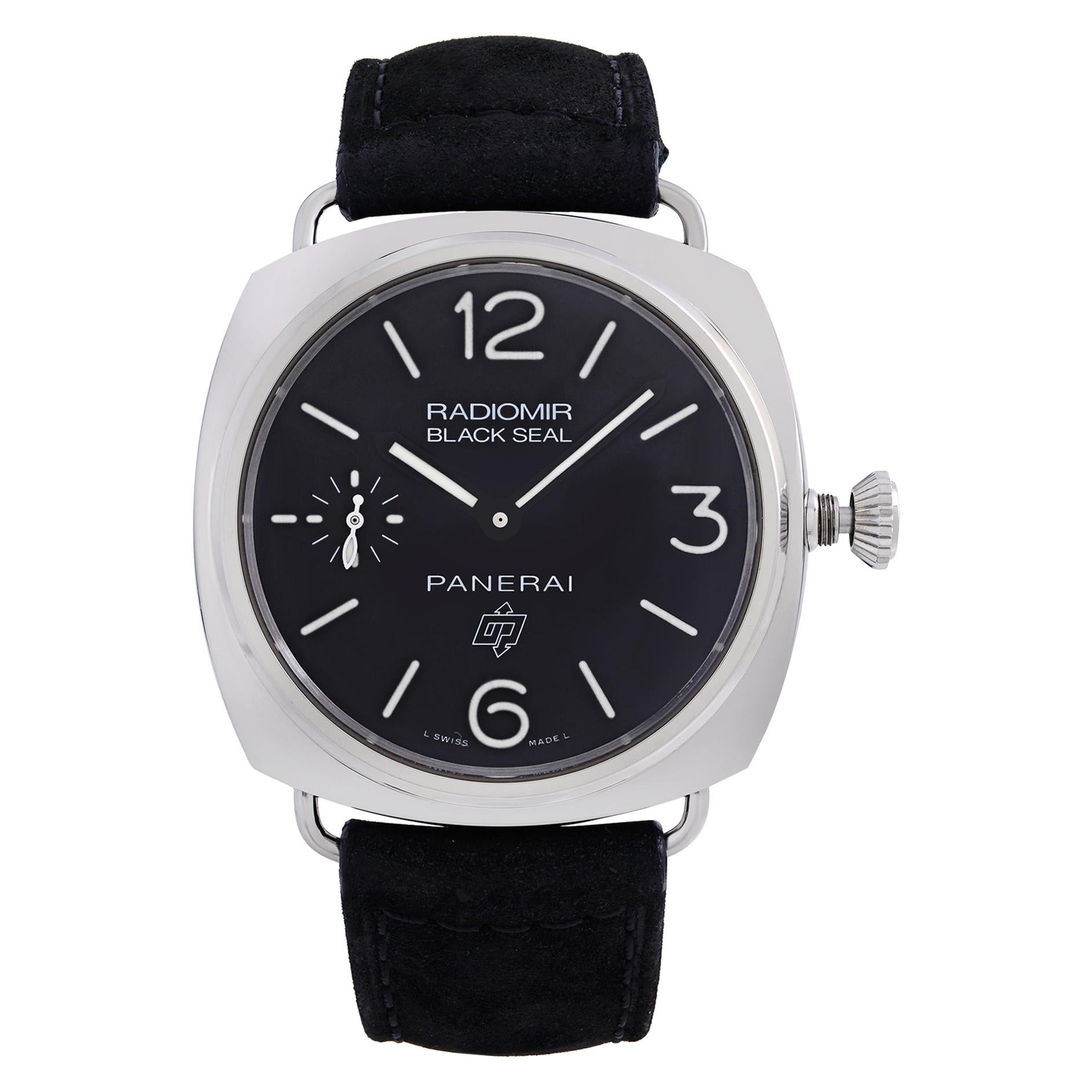 Panerai Montre Radiomir pour homme à cadran noir en acier avec sceau et cadran en acier à remontage manuel PAM00380