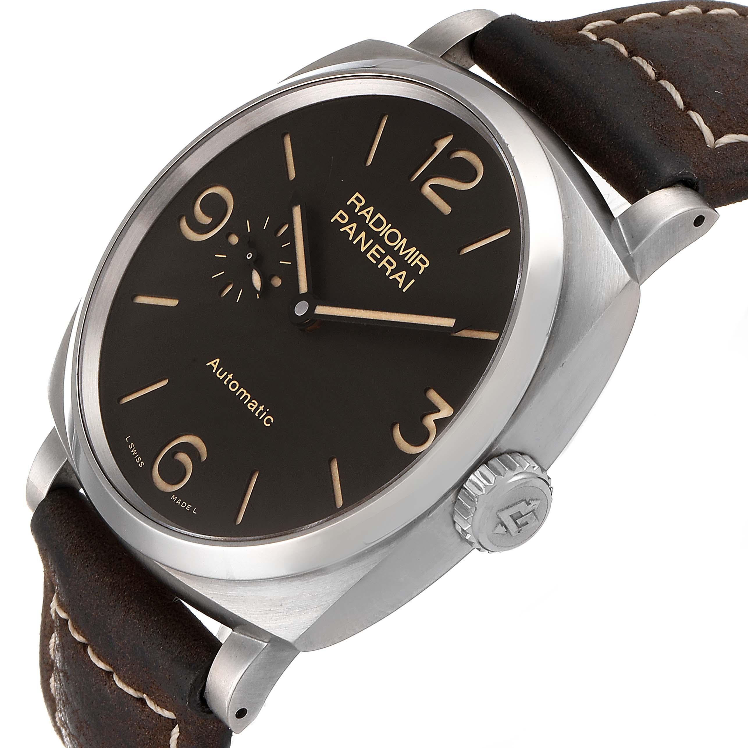 Panerai Radiomir Brown Dial 3 Days Titanium Watch PAM00619 Box Papers In Excellent Condition For Sale In Atlanta, GA
