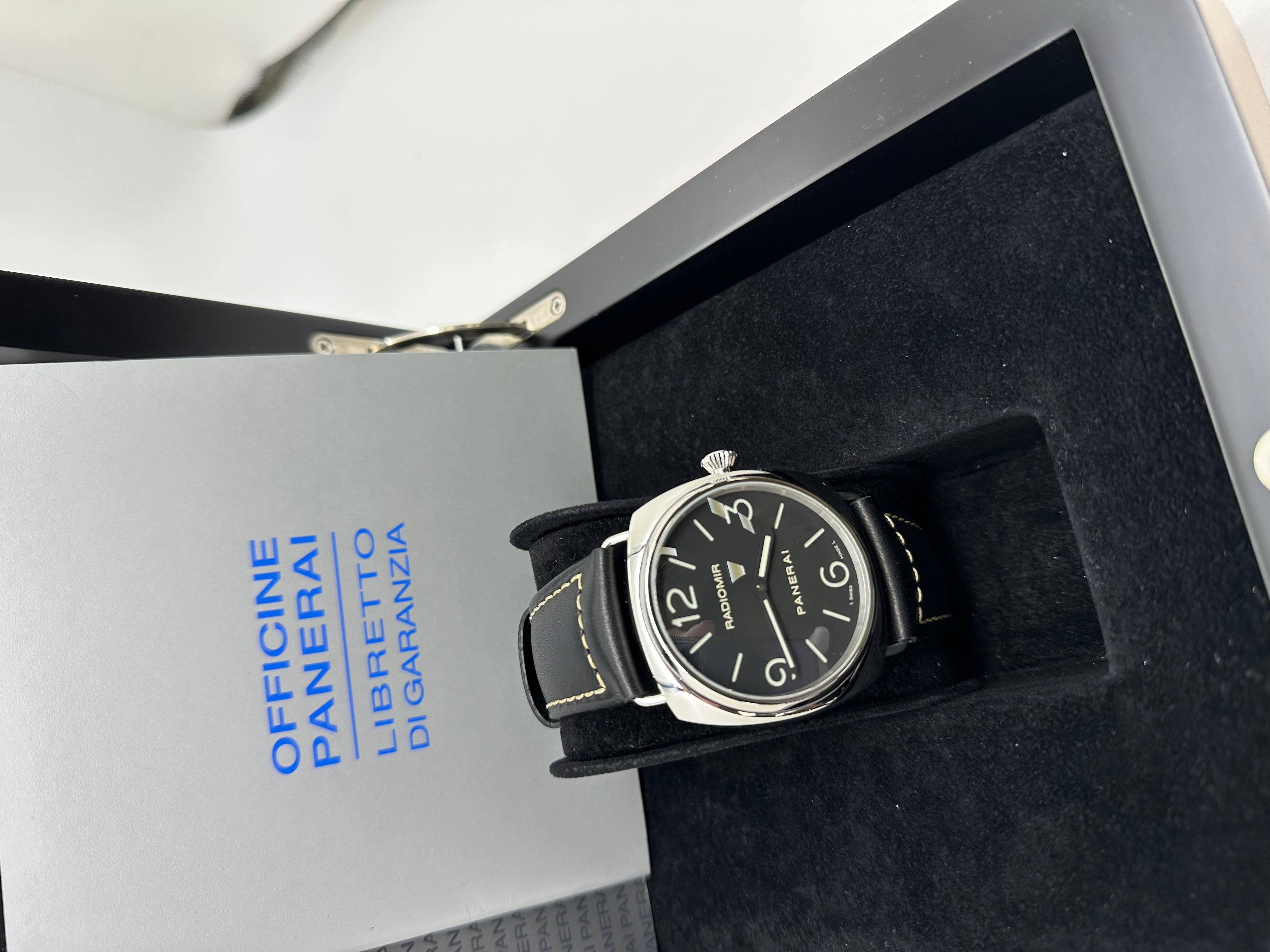 Panerai Radiomir PAM00210 PAM 210 Stainless Steel Leather Strap Box Booklets In Excellent Condition For Sale In San Diego, CA
