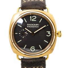 Panerai Radiomir PAM00336 Brown Dial Rose Gold Case Mens Watch with Papers