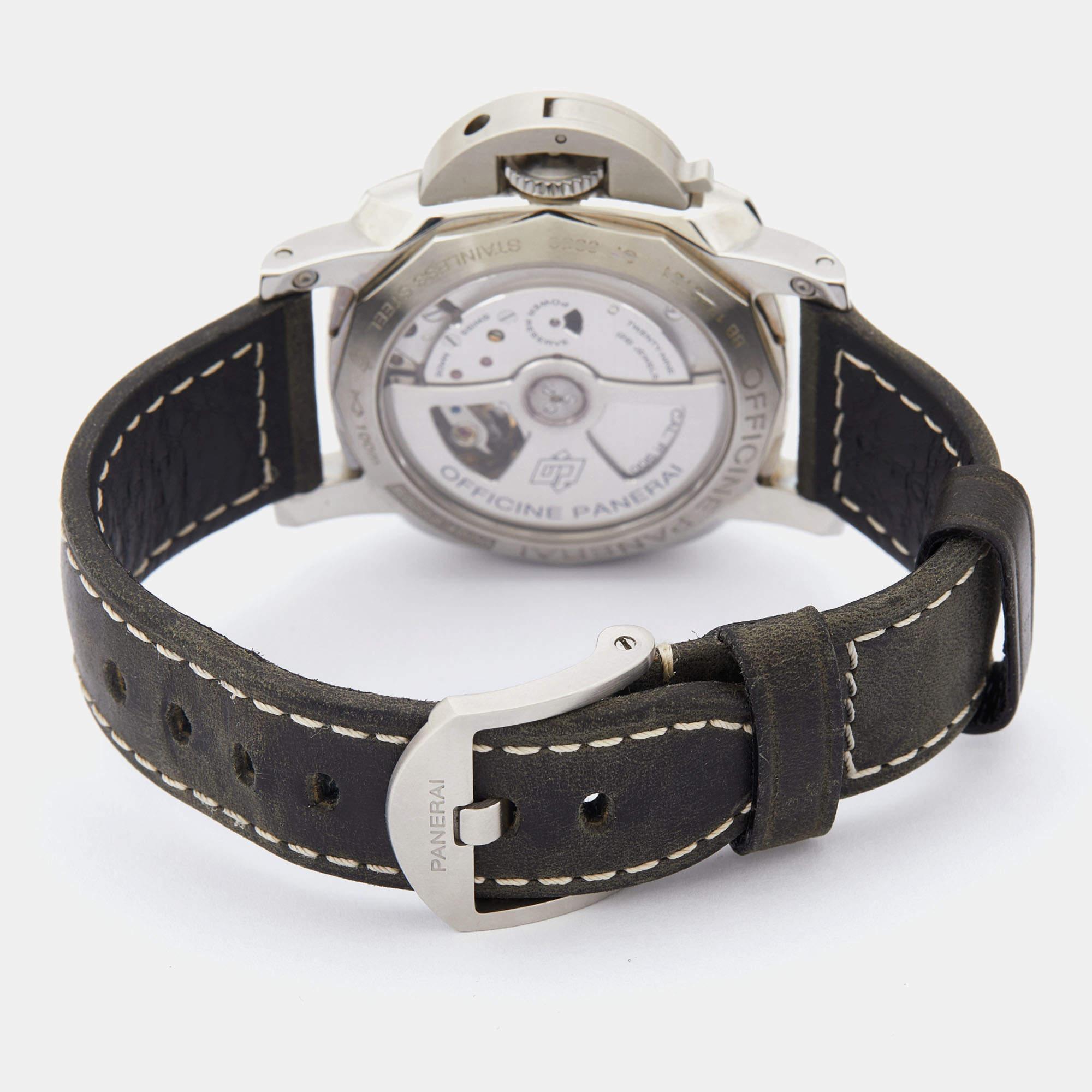 Panerai Stainless Leather Luminor 1950 3 Days Automatic Men's Wristwatch 42 MM In Good Condition In Dubai, Al Qouz 2