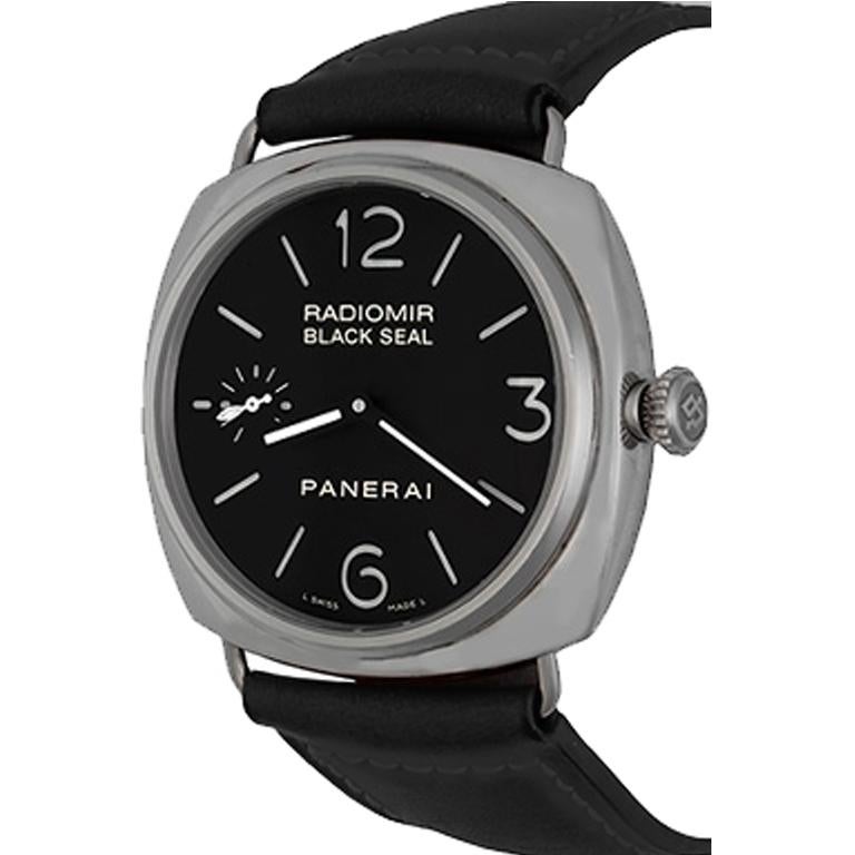 Panerai Stainless Steel Black Seal Radiomir Limited Edition Automatic Wristwatch For Sale