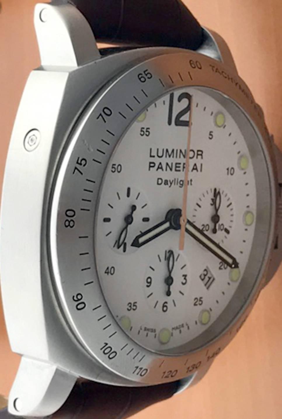 Contemporary Panerai Stainless Steel Luminor Daylight Limited Edition Automatic Wristwatch