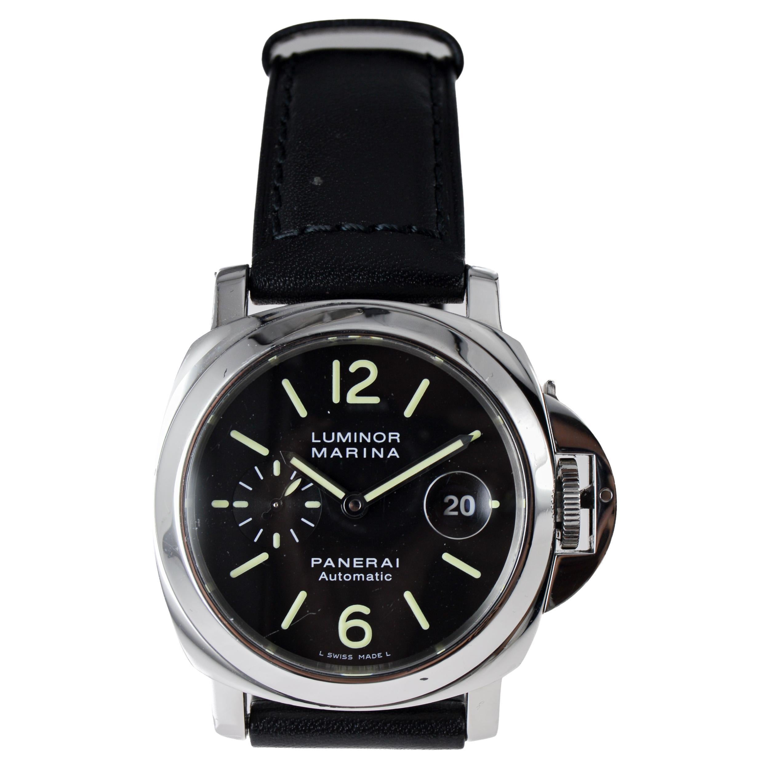 Panerai Luminor Marina in acciaio inossidabile del 2010 circa con scatola e cinturini originali in vendita 1