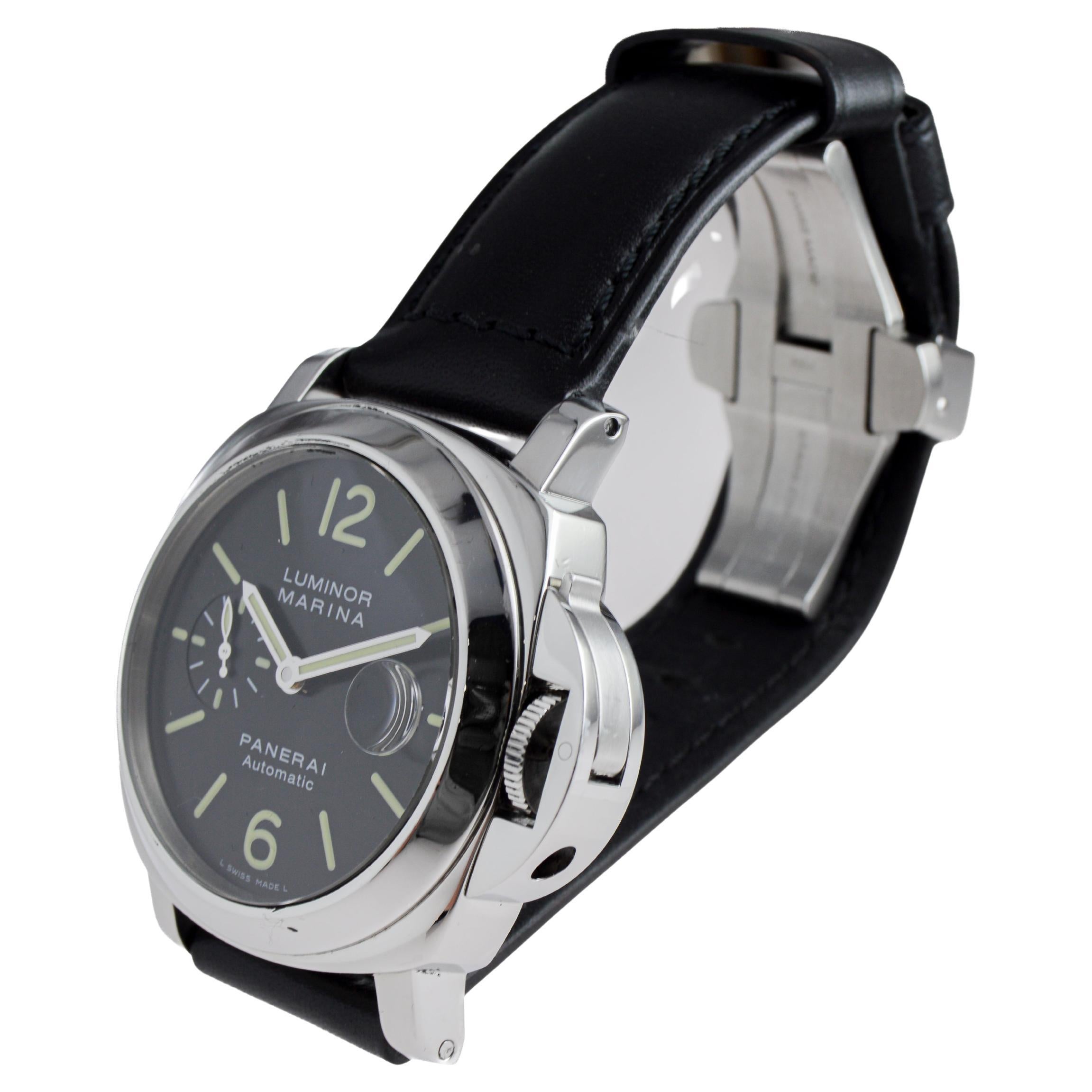 Panerai Luminor Marina in acciaio inossidabile del 2010 circa con scatola e cinturini originali in vendita 3