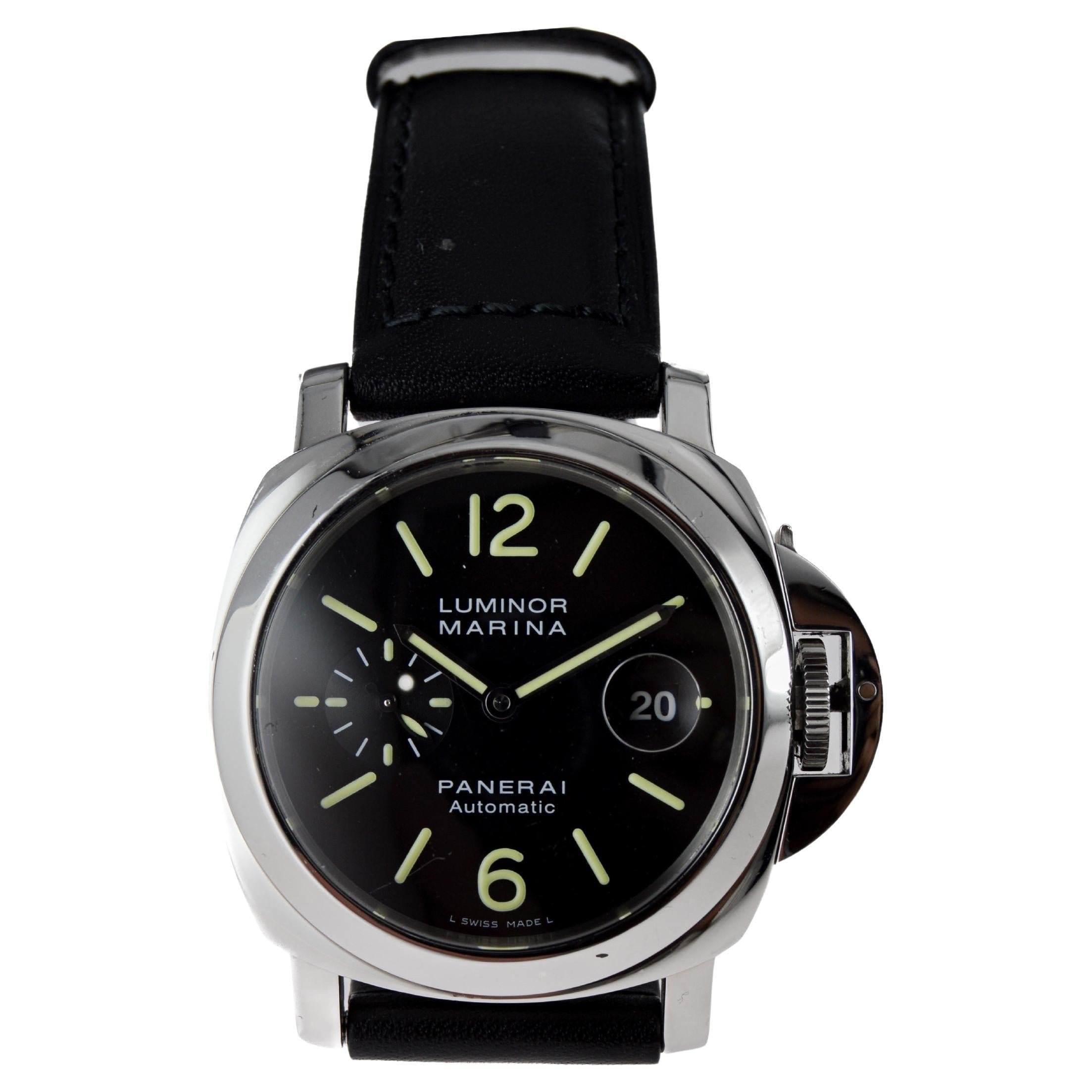 Panerai Luminor Marina de acero inoxidable circa 2010 con caja y correas originales