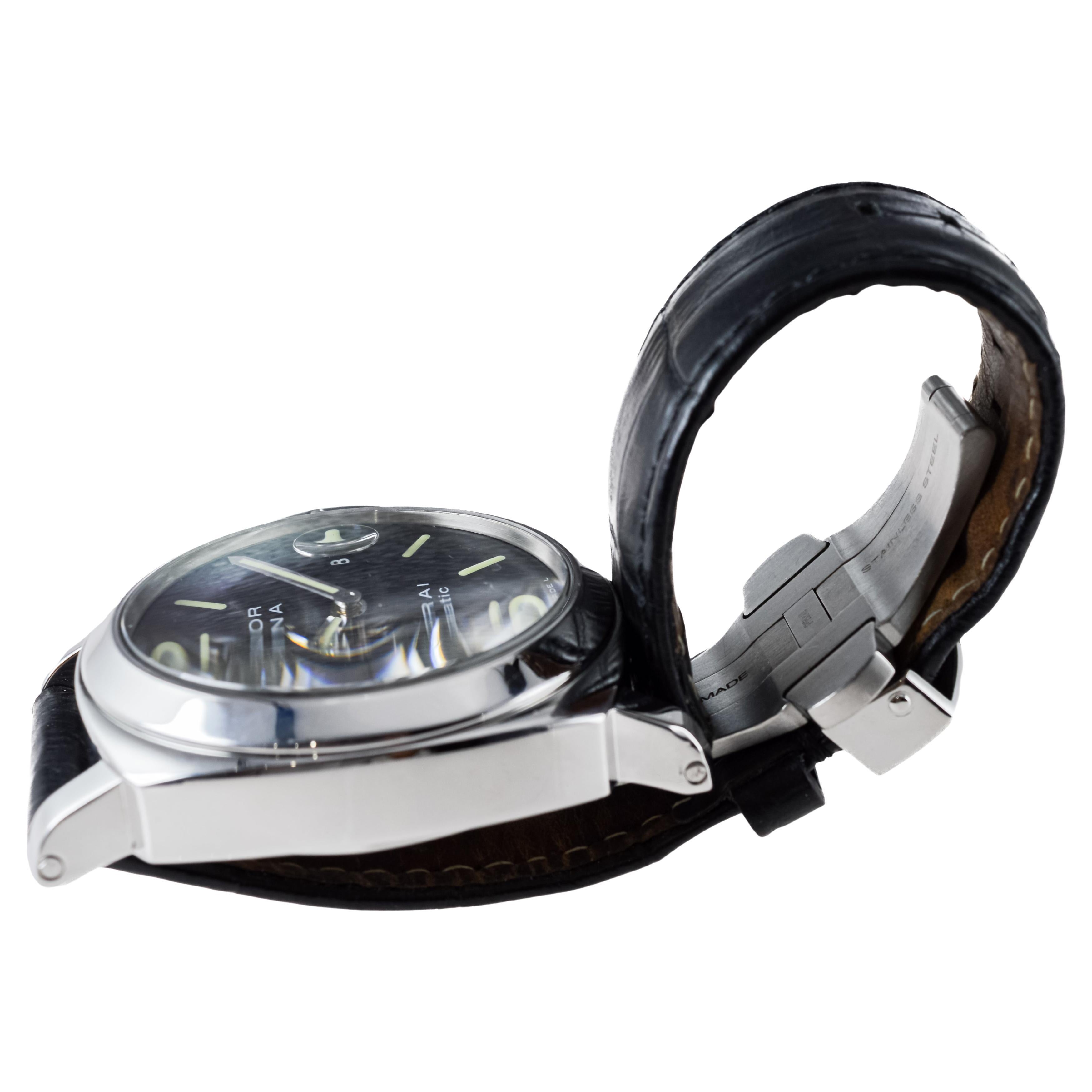 Panerai Steel Luminor Marina Watch circa 2010 Original Deployant Buckle PAM 104 For Sale 9