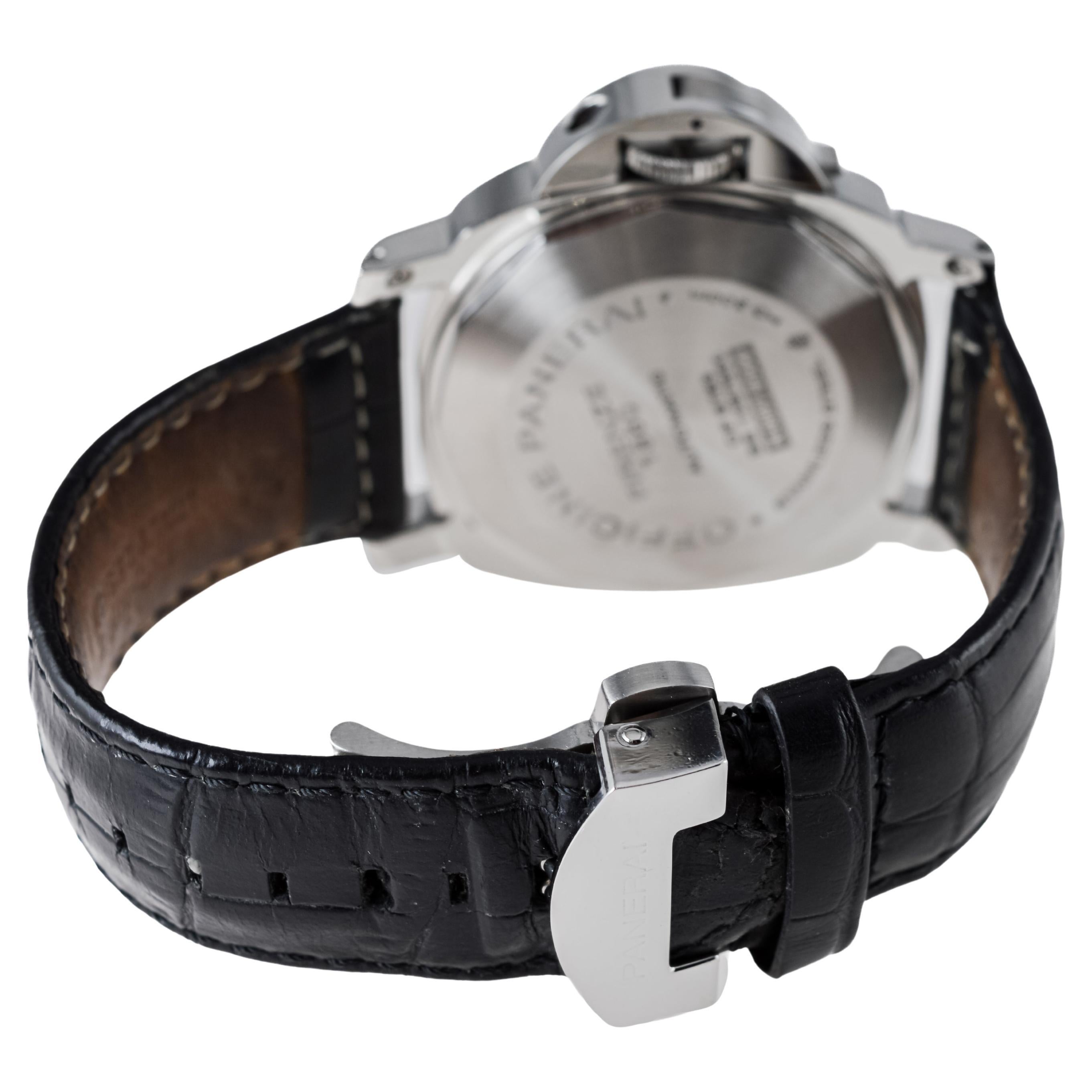 Panerai Steel Luminor Marina Watch circa 2010 Original Deployant Buckle PAM 104 For Sale 10
