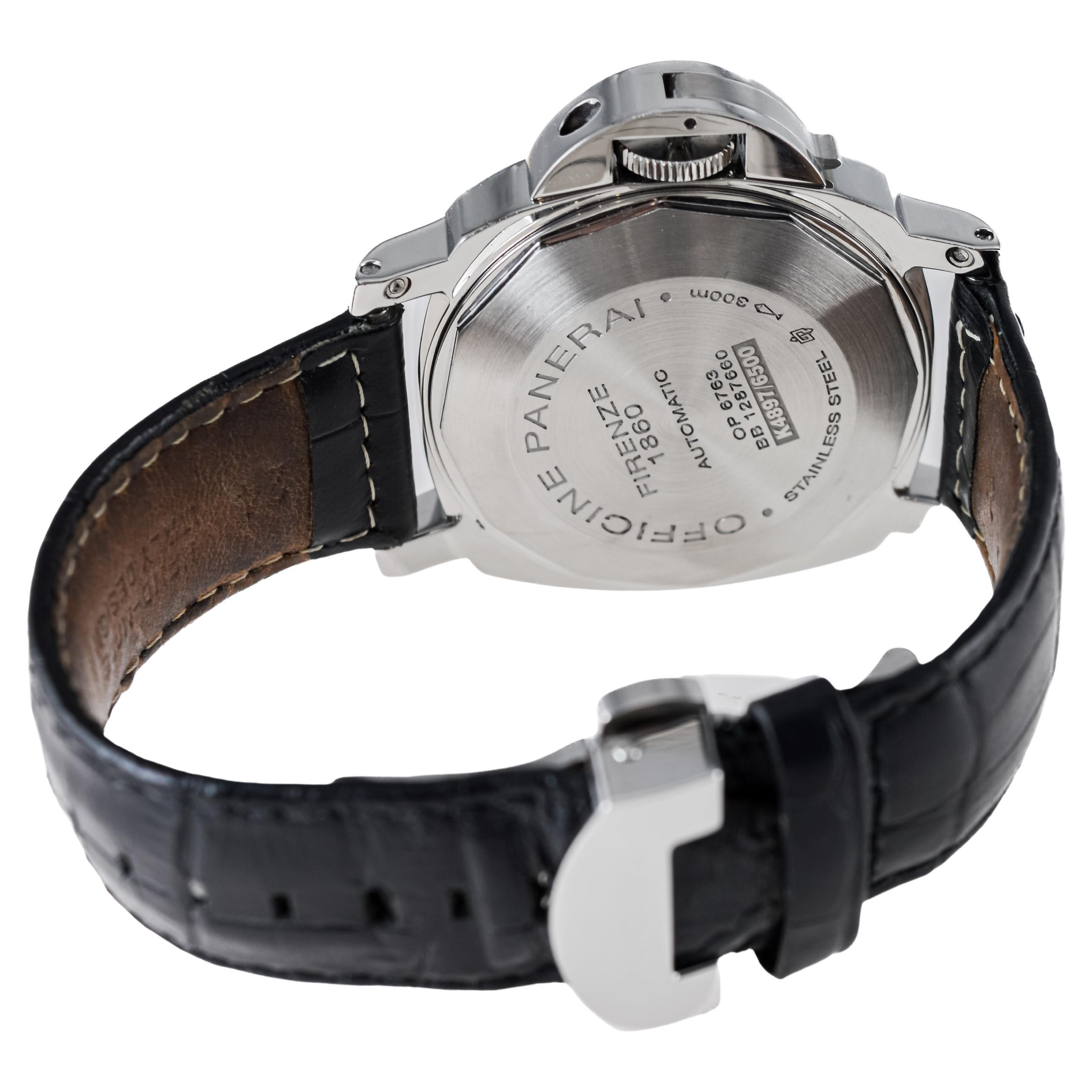 Panerai Steel Luminor Marina Watch circa 2010 Original Deployant Buckle PAM 104 For Sale 11