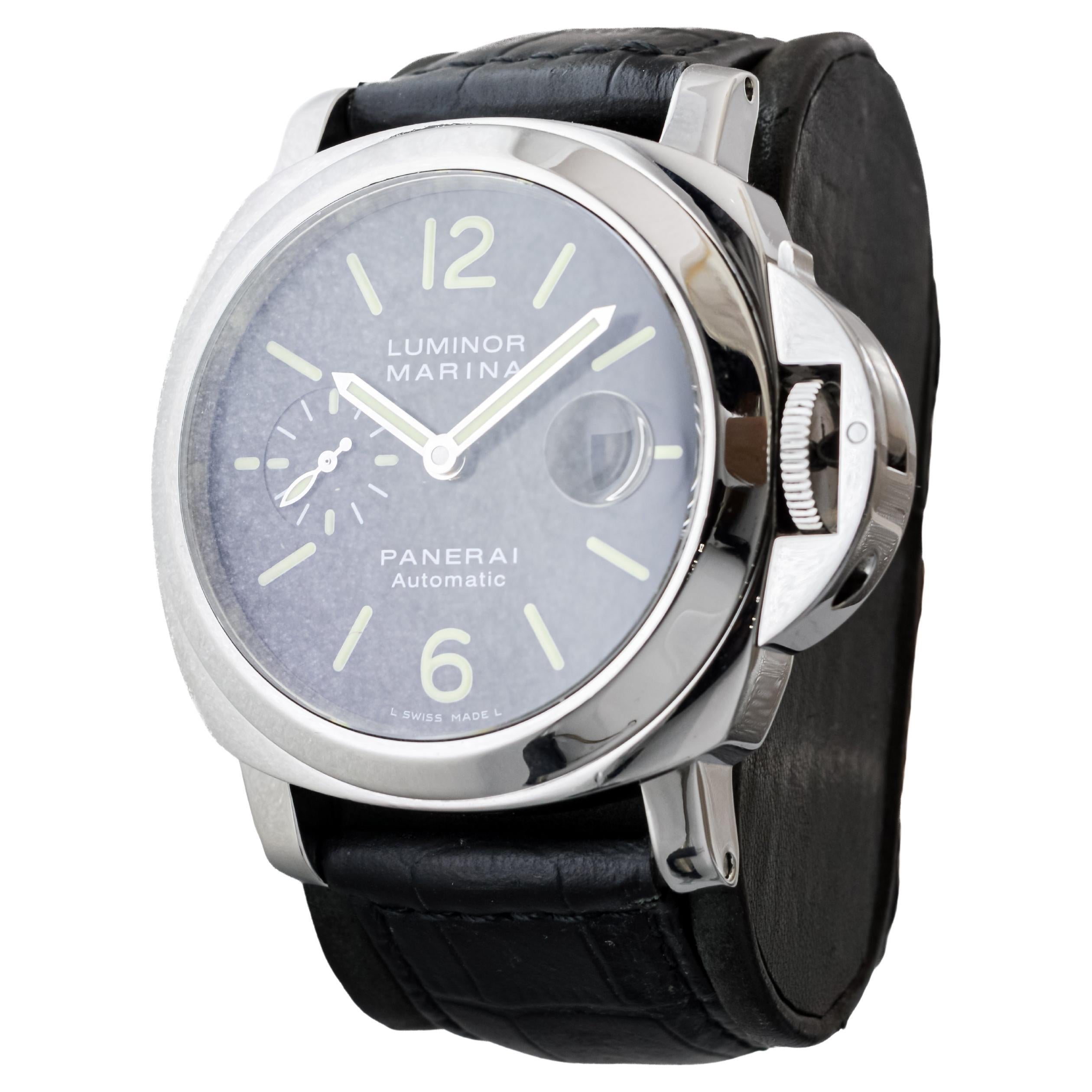 Panerai Steel Luminor Marina Watch circa 2010 Original Deployant Buckle PAM 104 For Sale 1