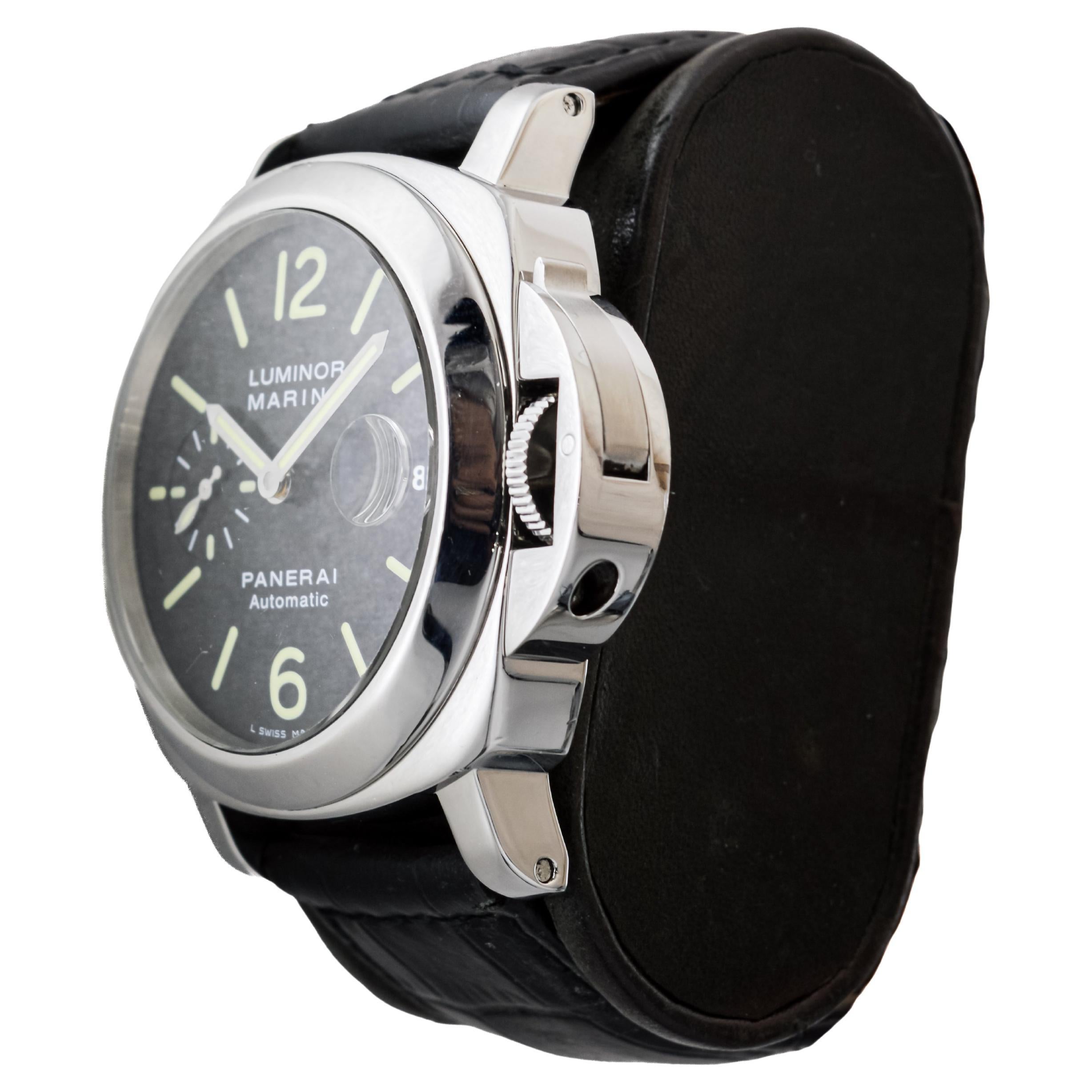 Panerai Steel Luminor Marina Watch circa 2010 Original Deployant Buckle PAM 104 For Sale 2