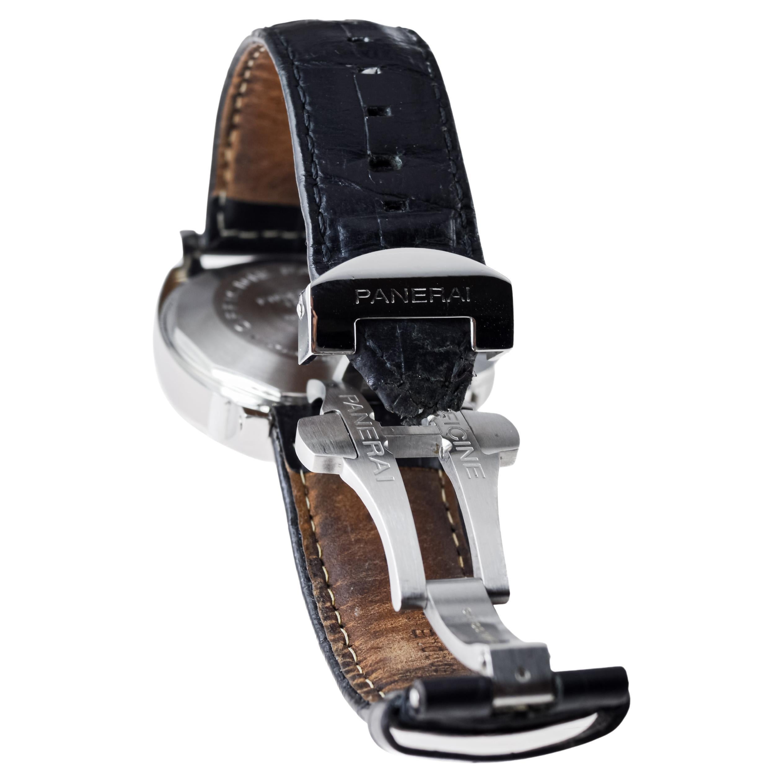 Panerai Steel Luminor Marina Watch circa 2010 Original Deployant Buckle PAM 104 For Sale 4